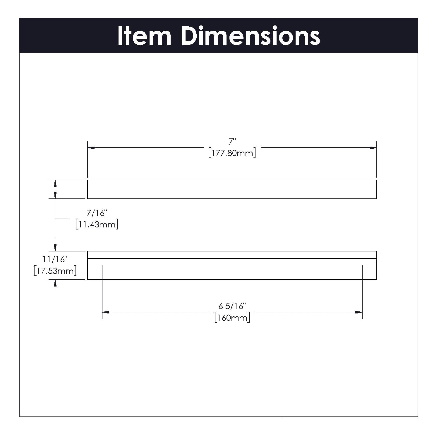 Hickory HH075281, 6-5/16 Inch (160mm) Center to Center Streamline Pull