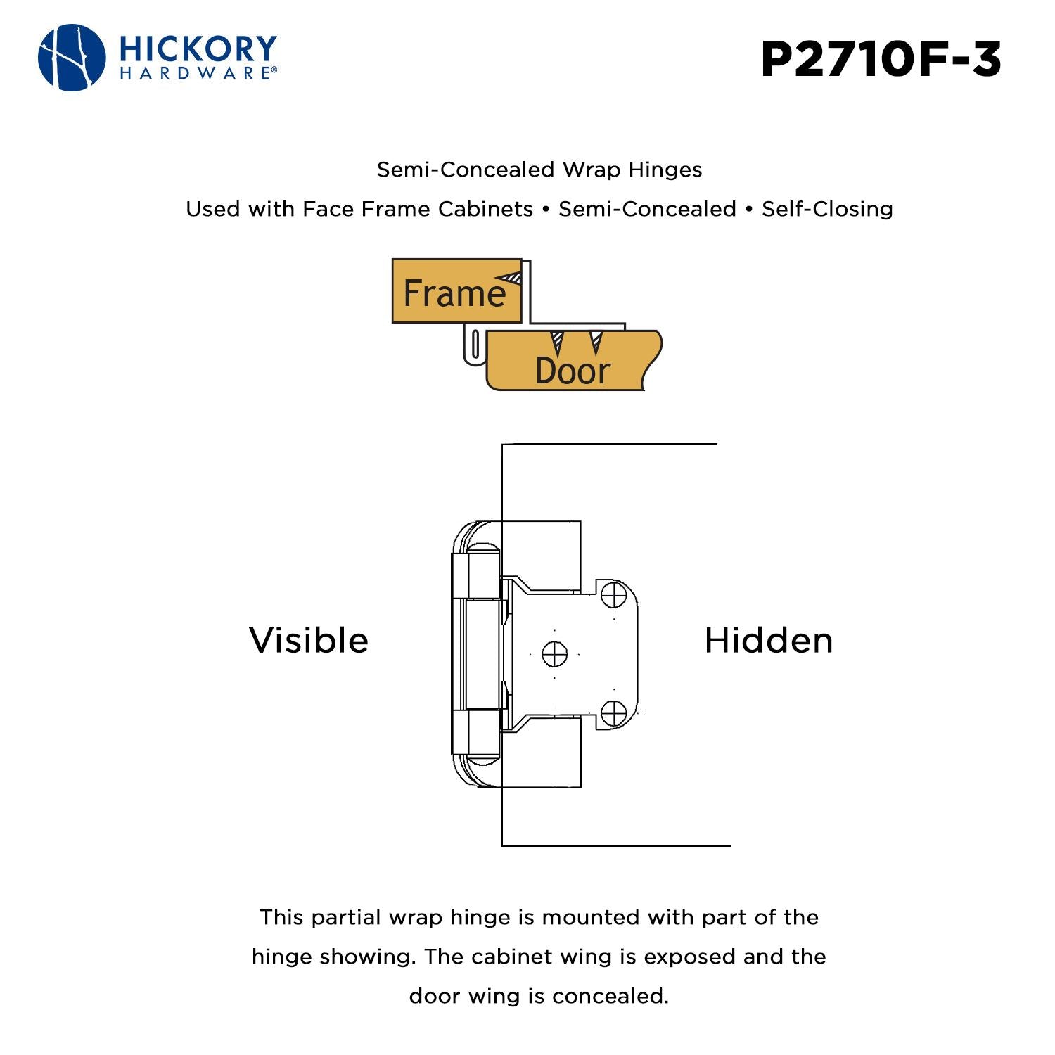 Hickory P2710F, Self-Closing Semi-Concealed Hinge