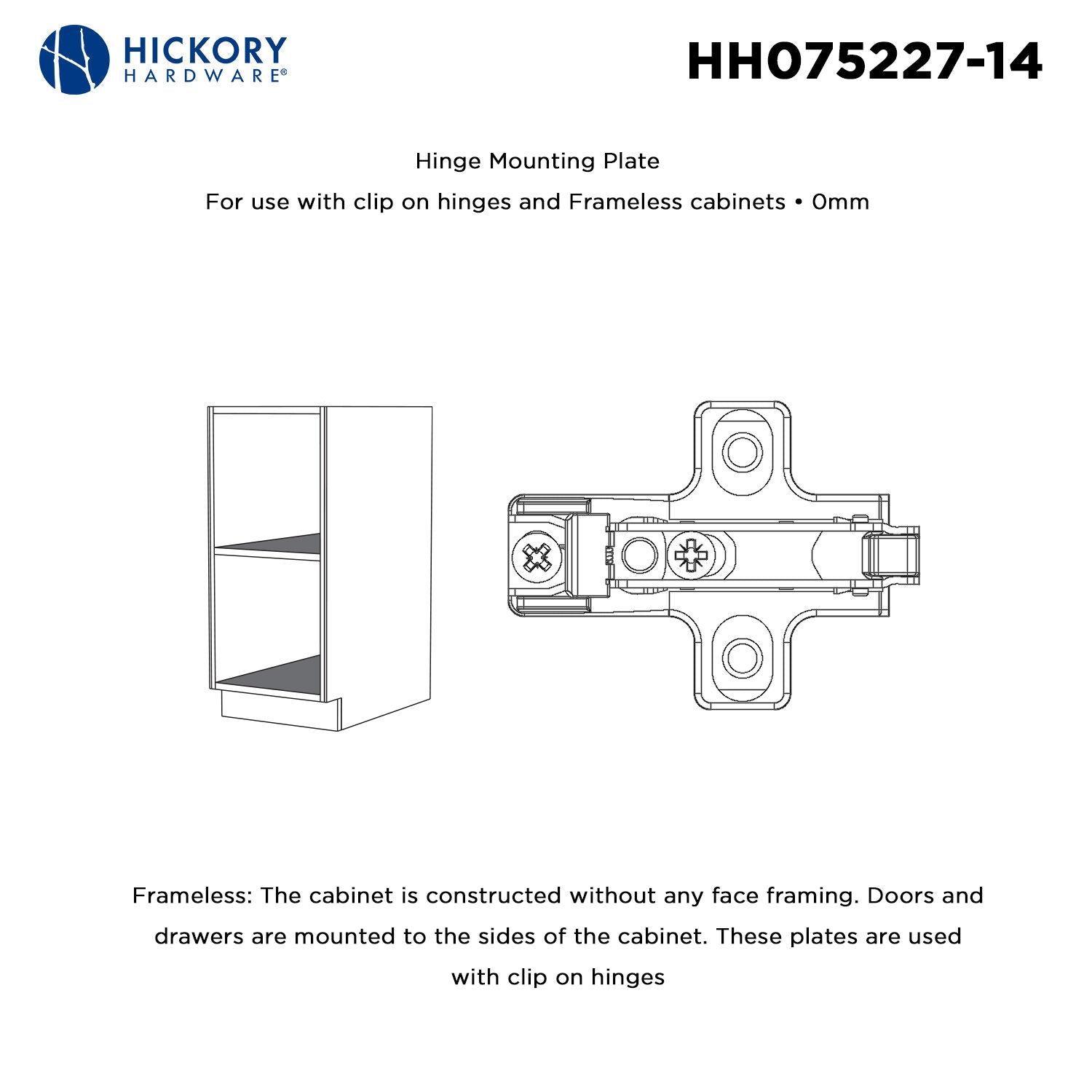Hickory HH075227, Concealed Self-Closing Hinges