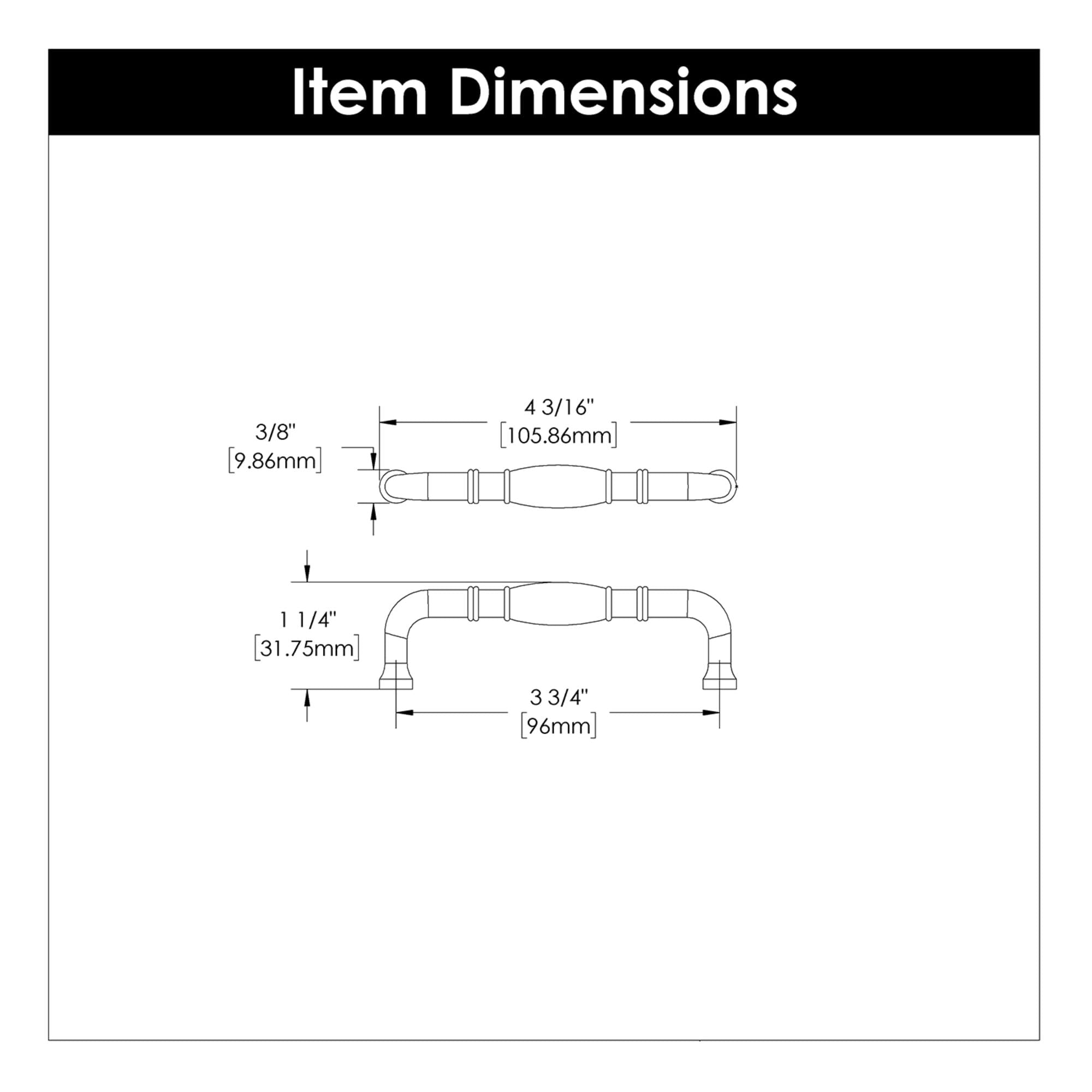 Hickory P3051, 3-3/4 Inch (96mm) Williamsburg Pull