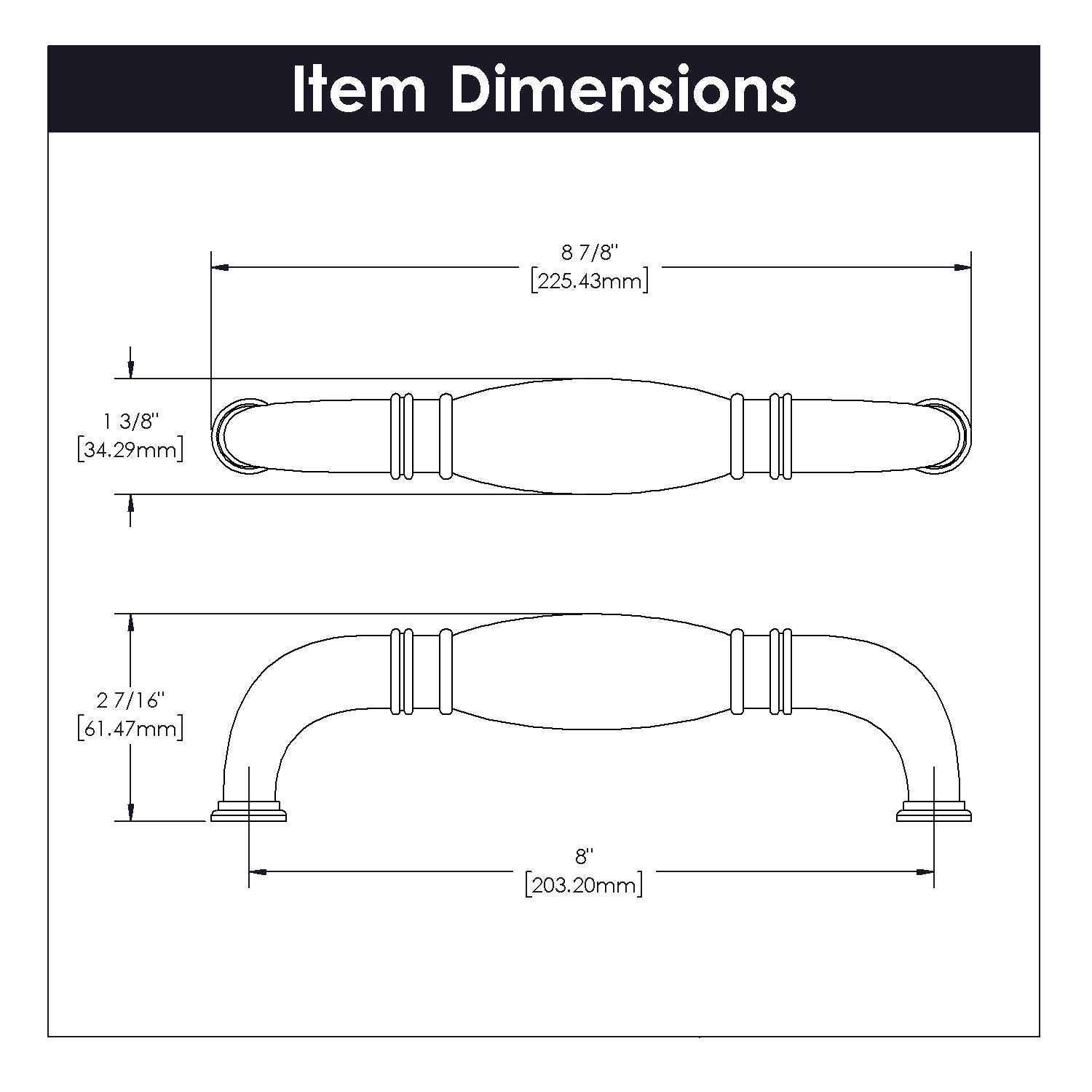 Hickory K48, 8 Inch Center to Center Williamsburg Appliance Pull