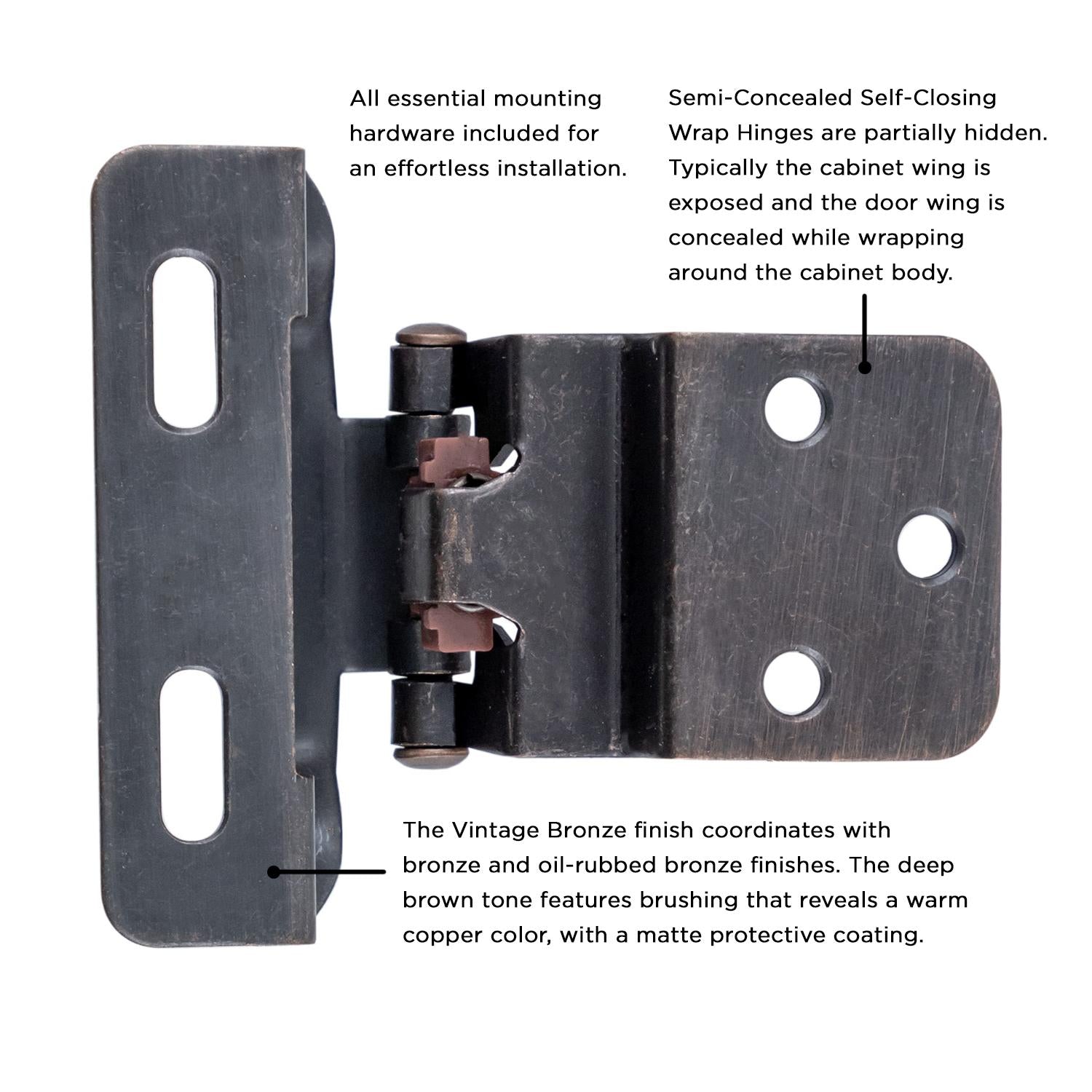 Hickory P61030F, Self-Closing Semi-Concealed Hinge