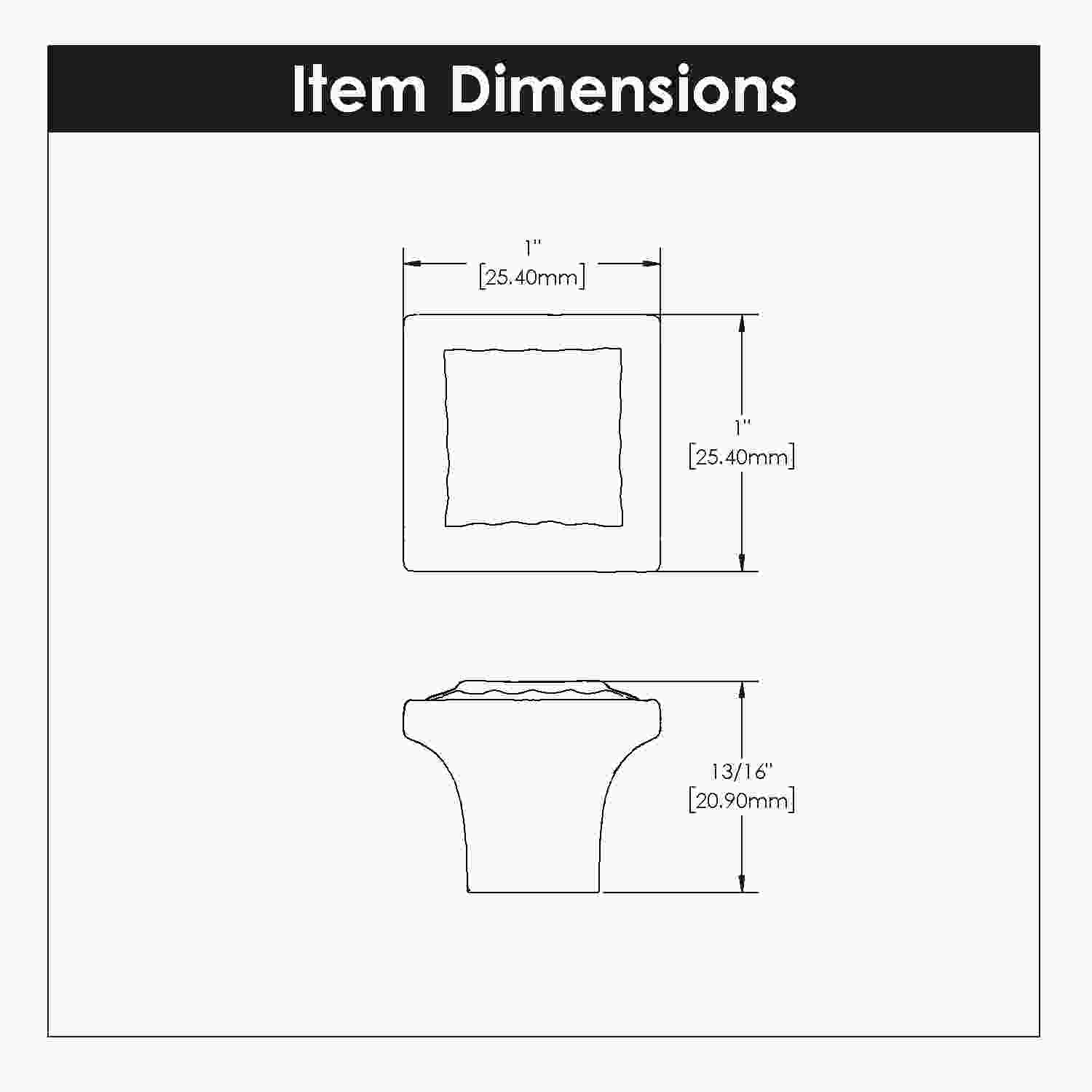 1 Inch Square Bijou Astoria Square Knob