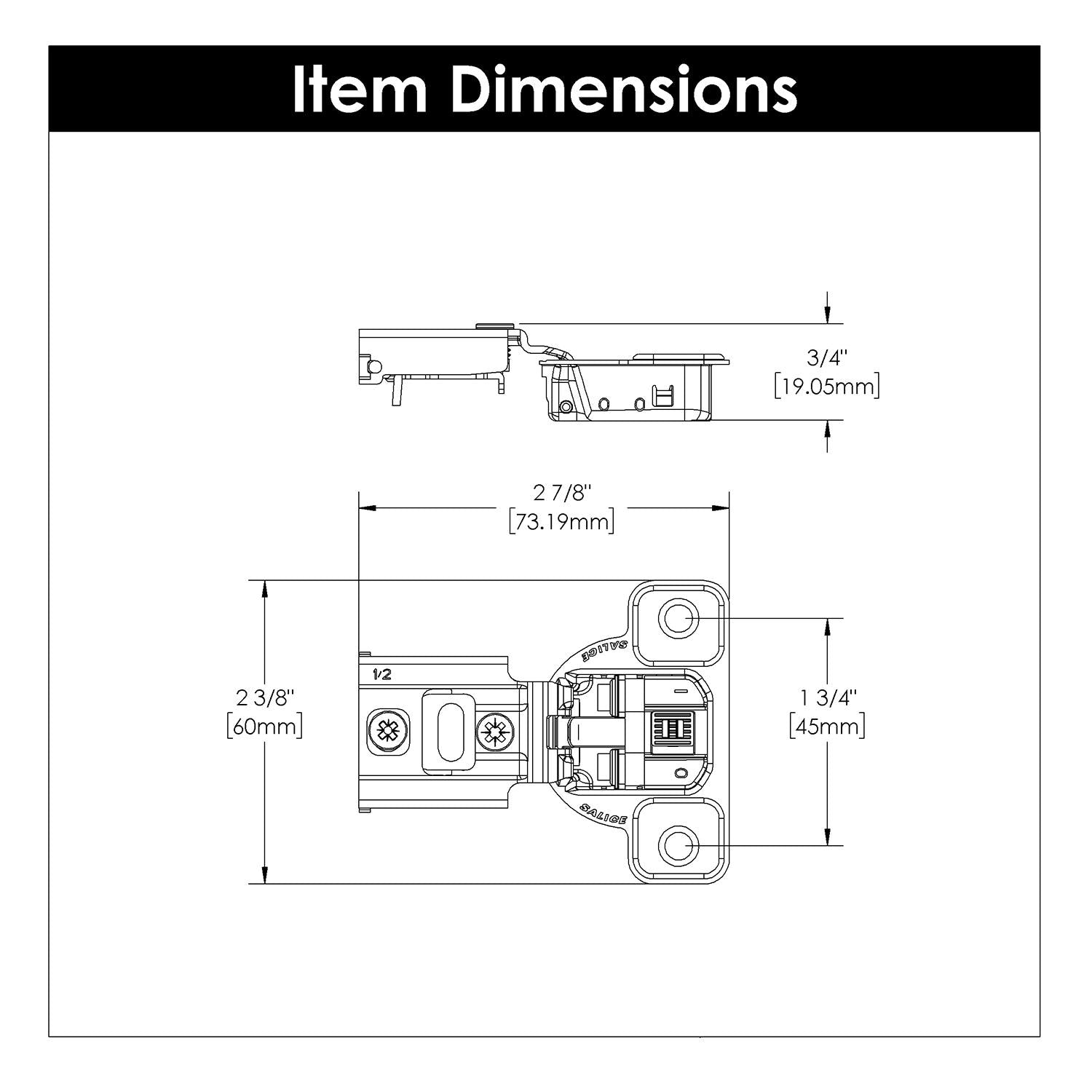 Hickory HH74716, Concealed Soft Close Hinges