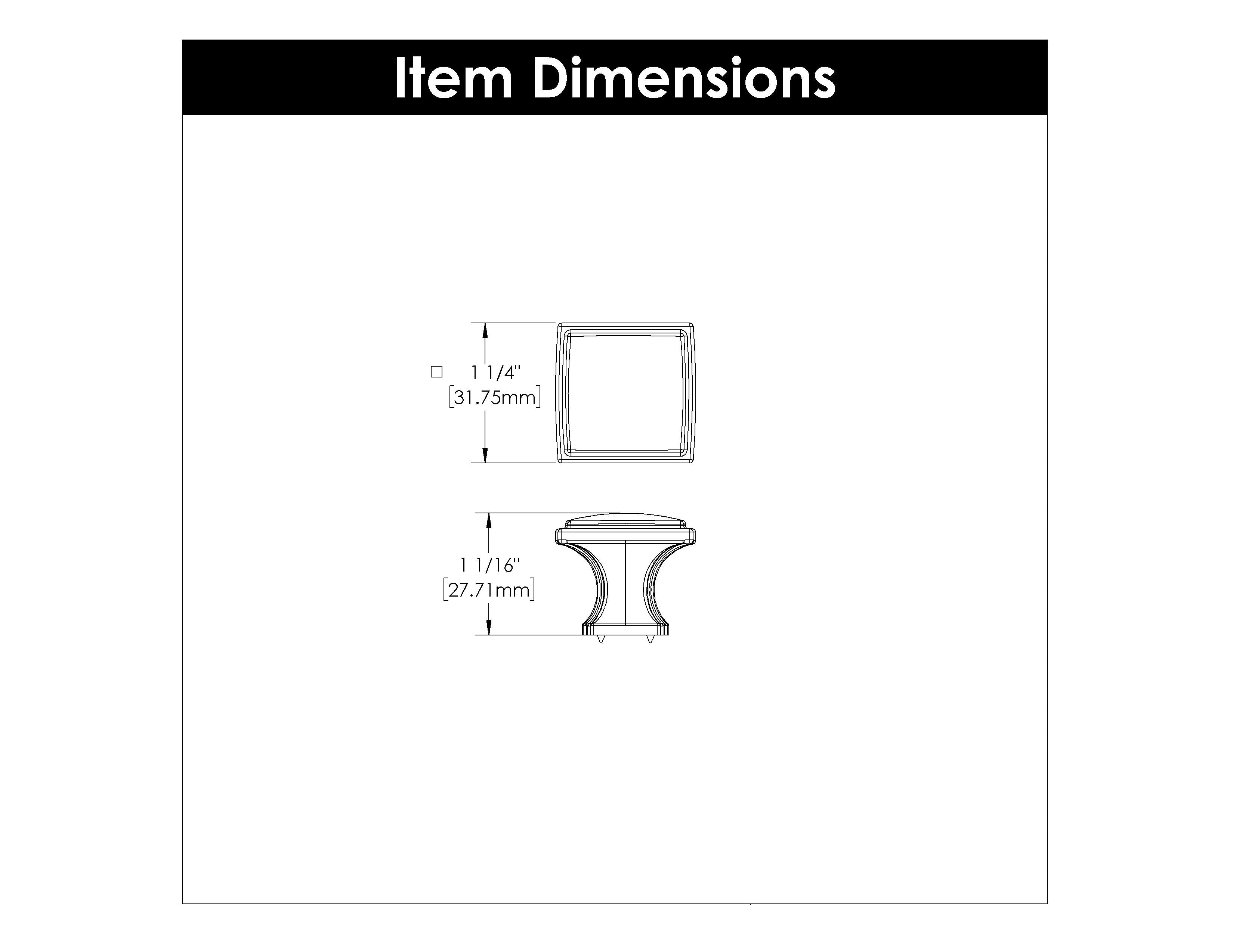 Hickory P3240, 1-1/4 Inch Square Bridges Knob