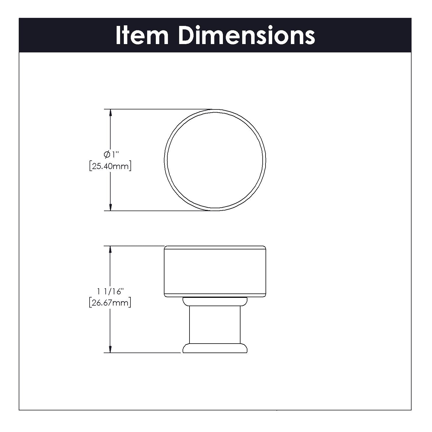 Hickory P3708, 1 Inch Diameter Midway Knob