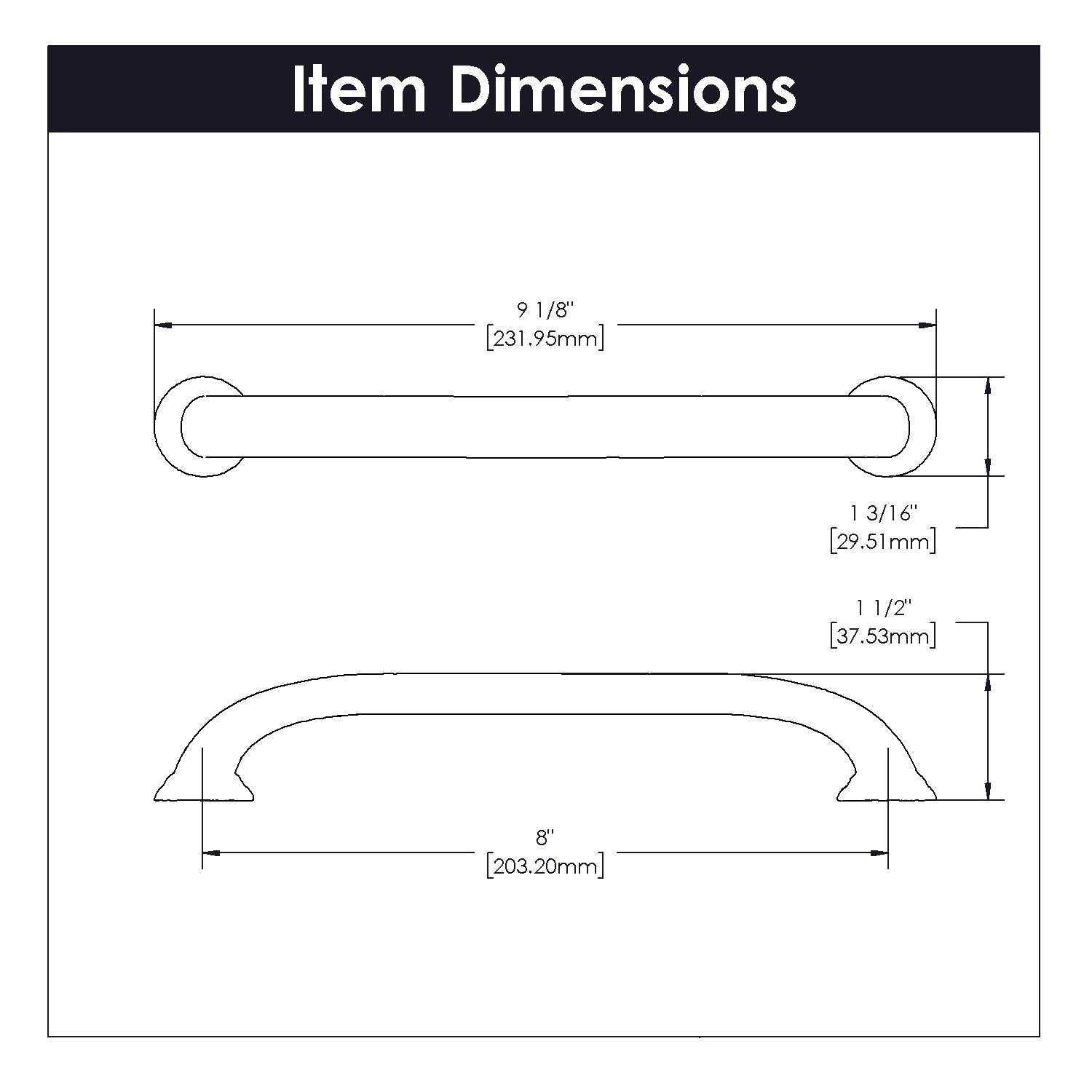 Hickory P2288, 8 Inch Center to Center Zephyr Appliance Pull