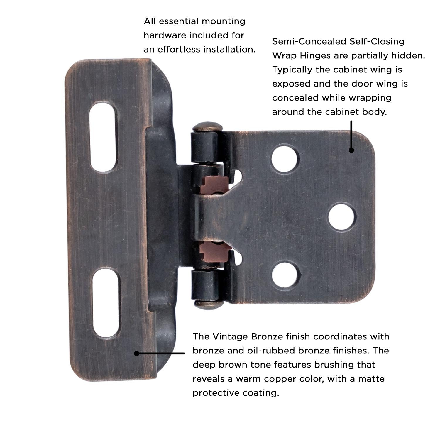 Hickory P60010F, Self-Closing Semi-Concealed Hinge