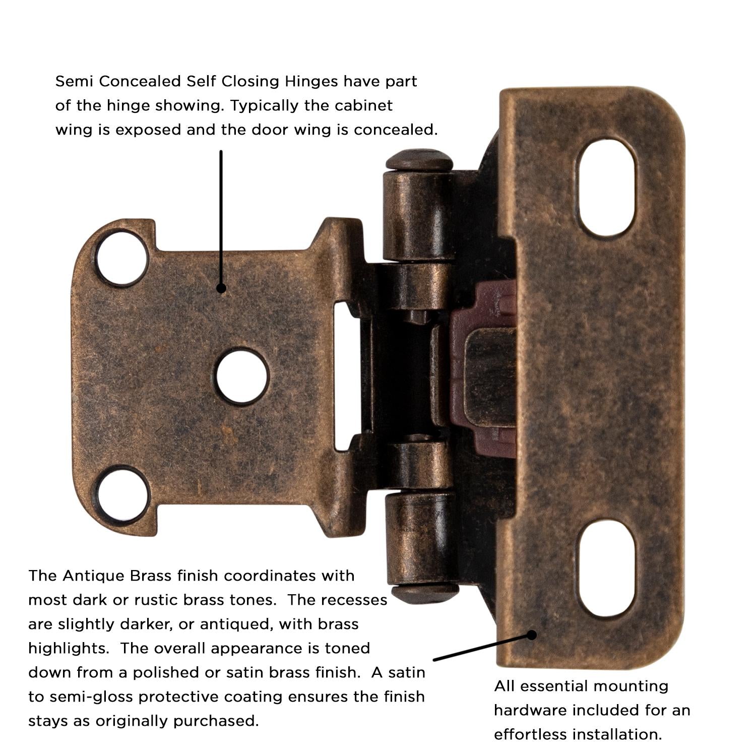 Hickory P2710F, Self-Closing Semi-Concealed Hinge
