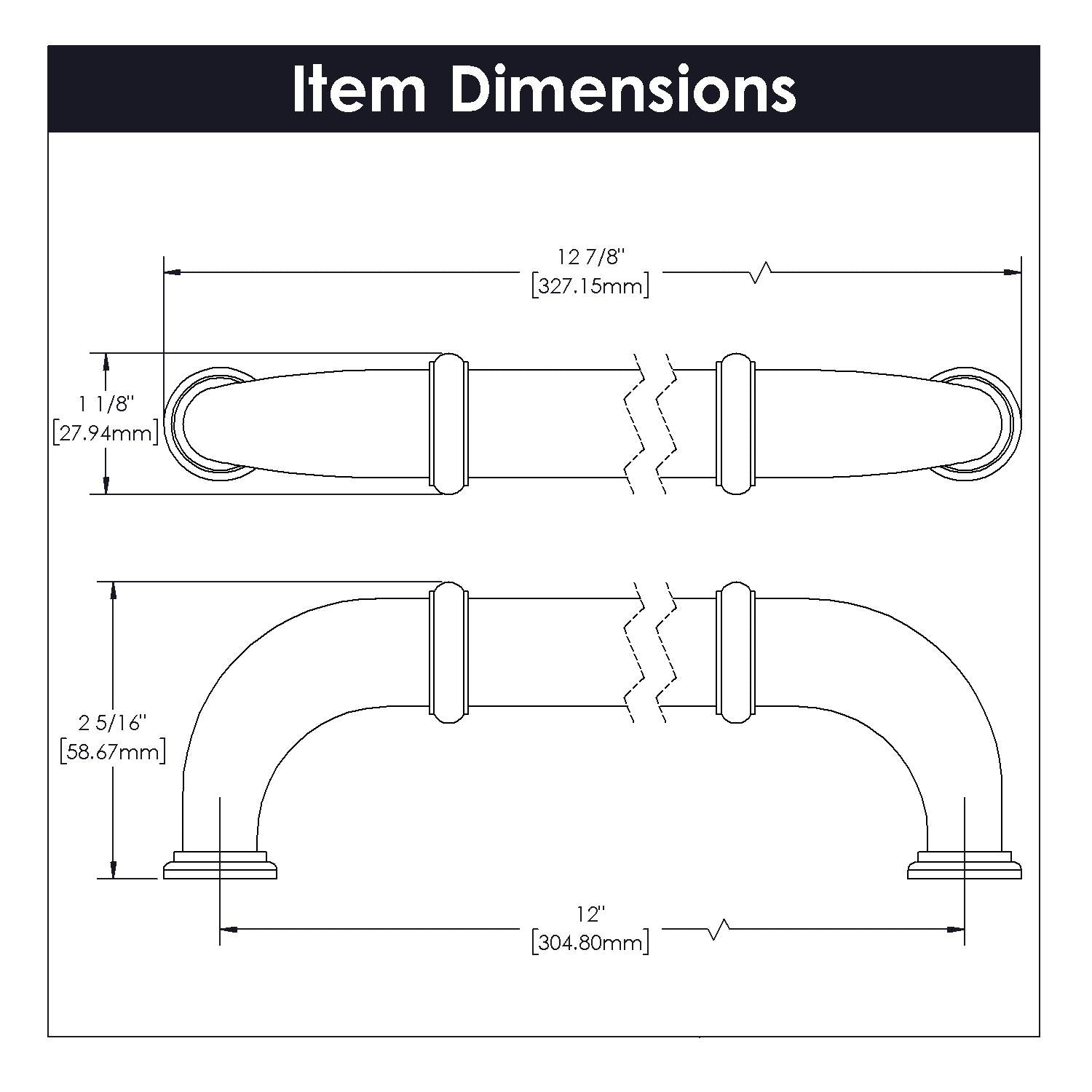 Hickory K61, 12 Inch Center to Center Cottage Appliance Pull