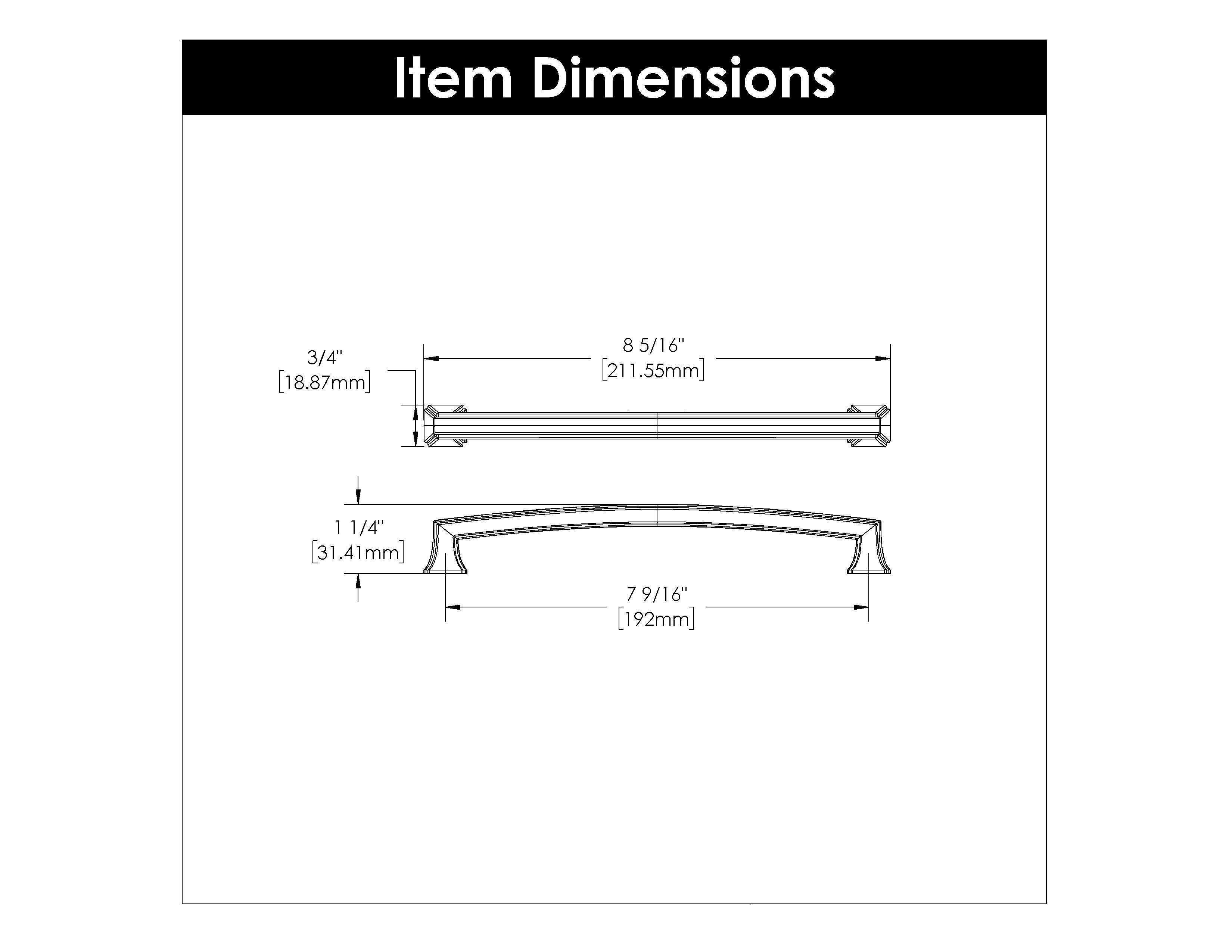 Hickory P3236, 7-9/16 Inch (192mm) Bridges Pull