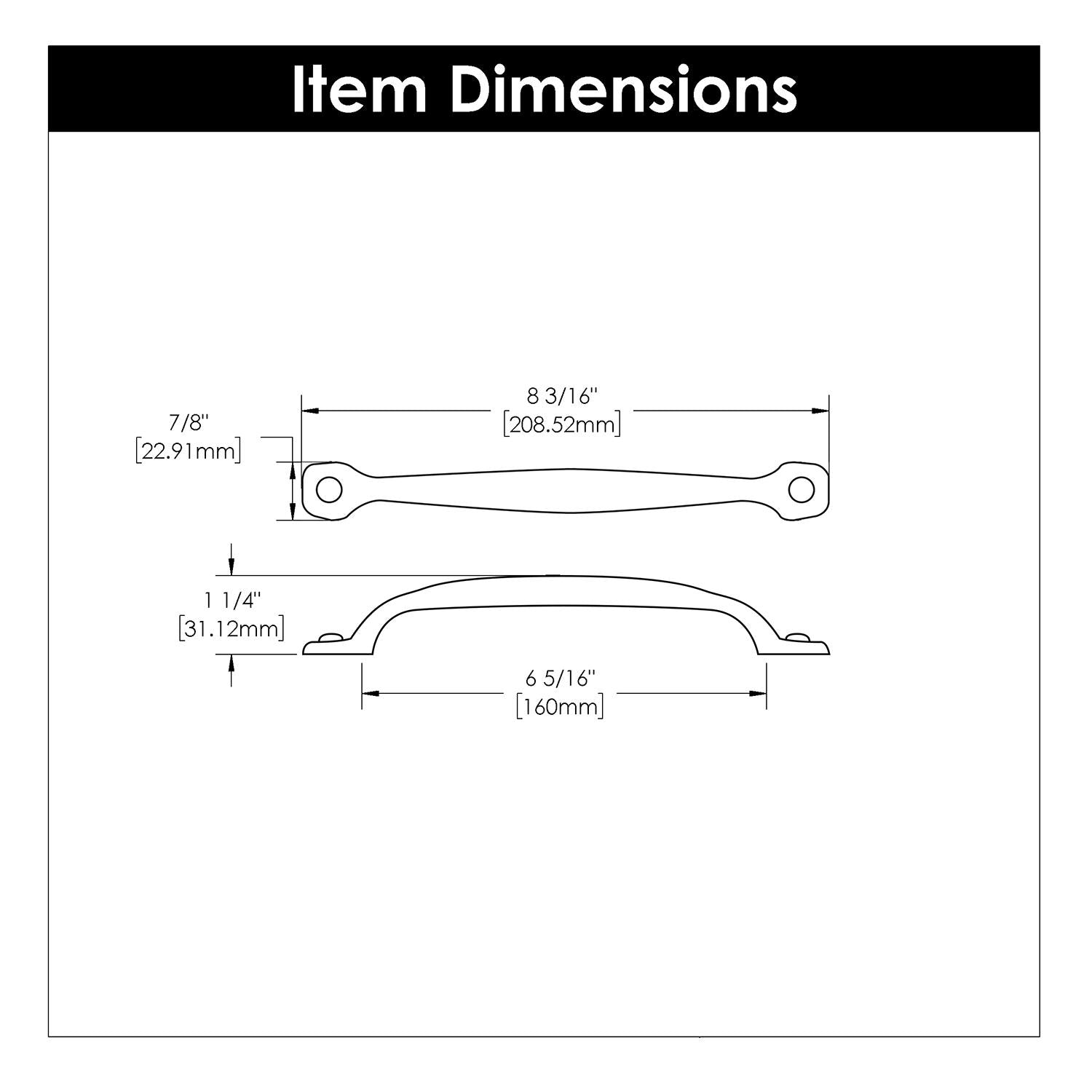 Hickory P2997, 6-5/16 Inch (160mm) Refined Rustic Pull