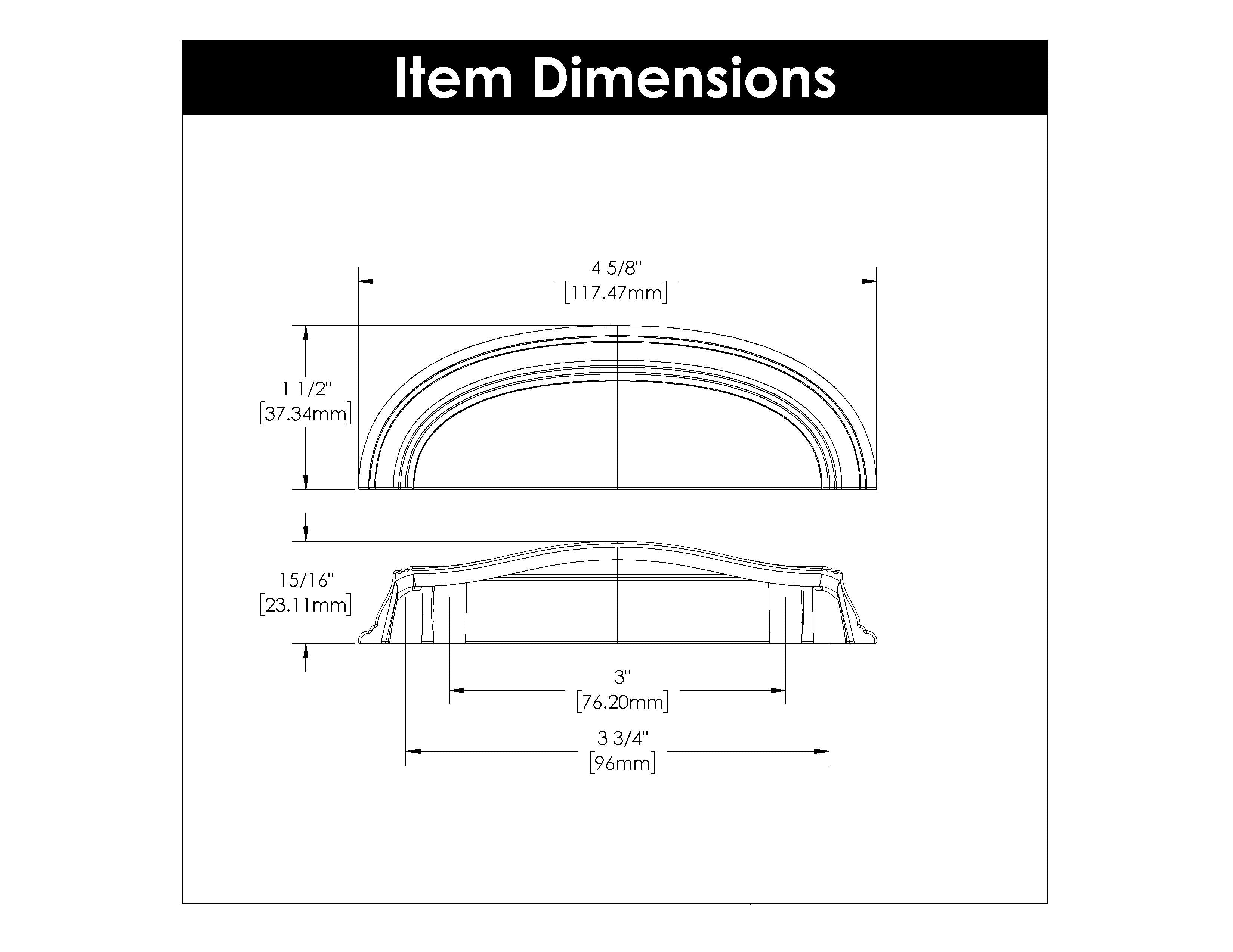 Hickory P2144, 3 Inch & 3-3/4 Inch (96mm) Center to Center American Diner Cup Pull