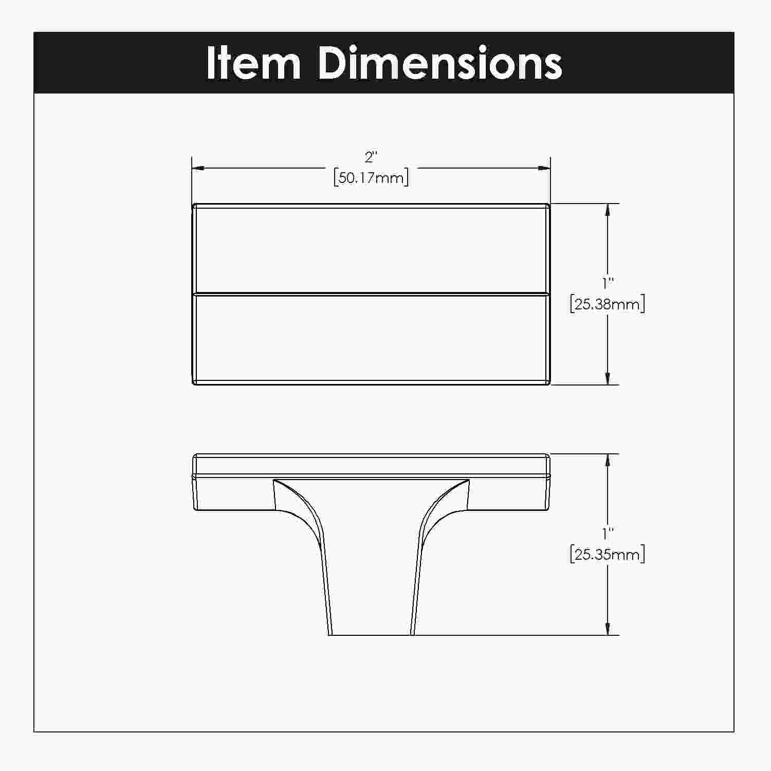 2 Inch x 1 Inch Avenue Rectangular Knob