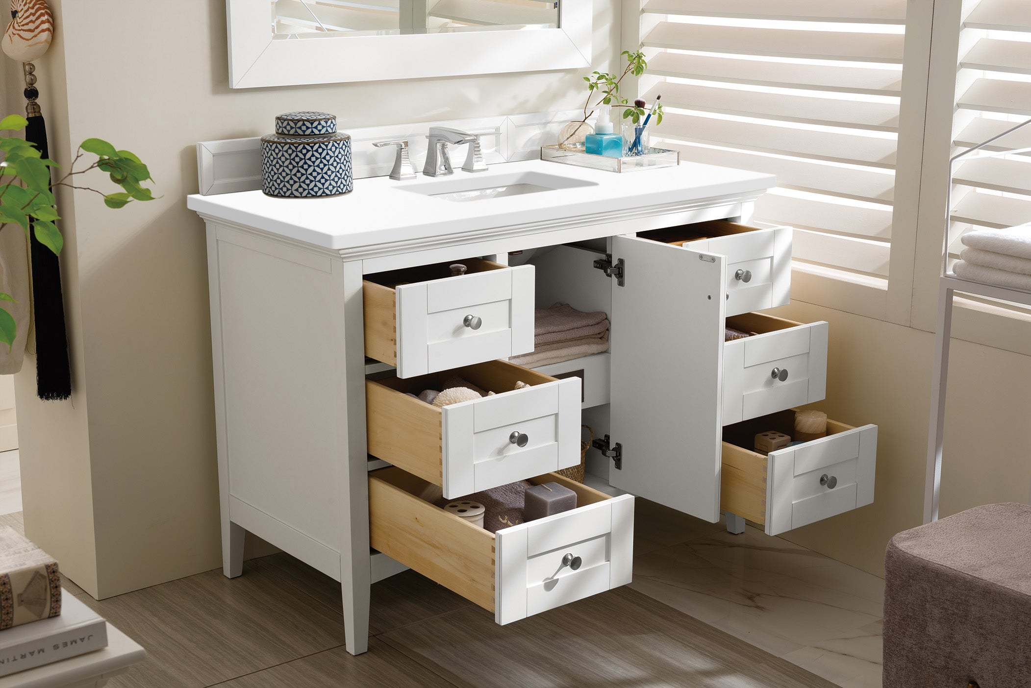 James Martin Palisades 48" Single Vanity in Bright White with 3cm Countertop