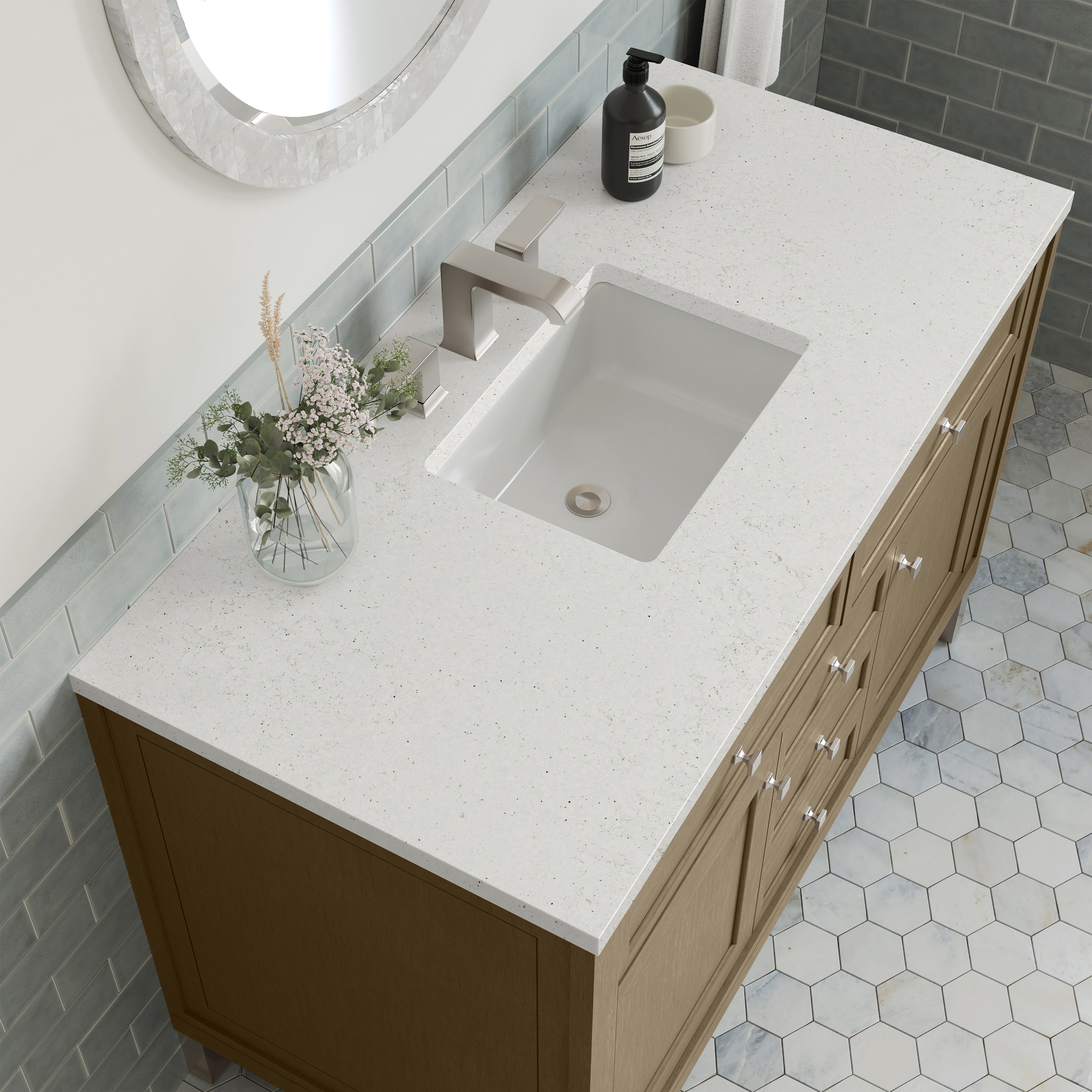 James Martin Chicago 48" Single Vanity in Walnut Whisper with 3cm Countertop