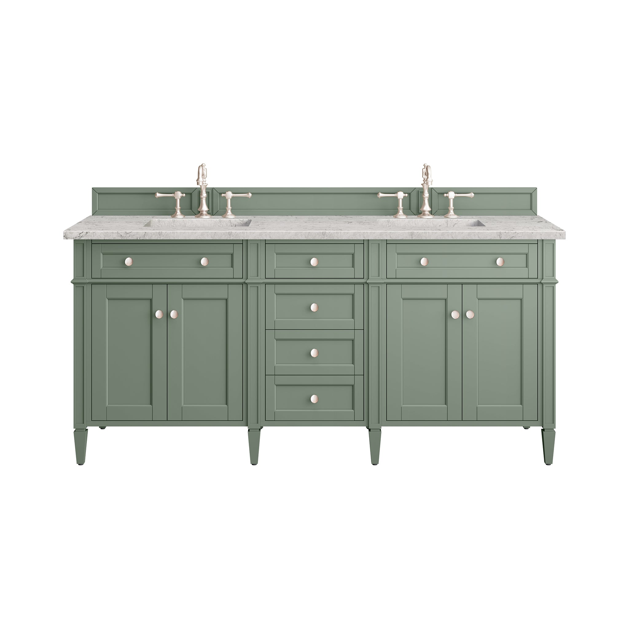 James Martin Brittany 72" Double Vanity in Smokey Celadon with 3cm Countertop