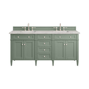 James Martin Brittany 72" Double Vanity in Smokey Celadon with 3cm Countertop and FreePower Wireless Charger