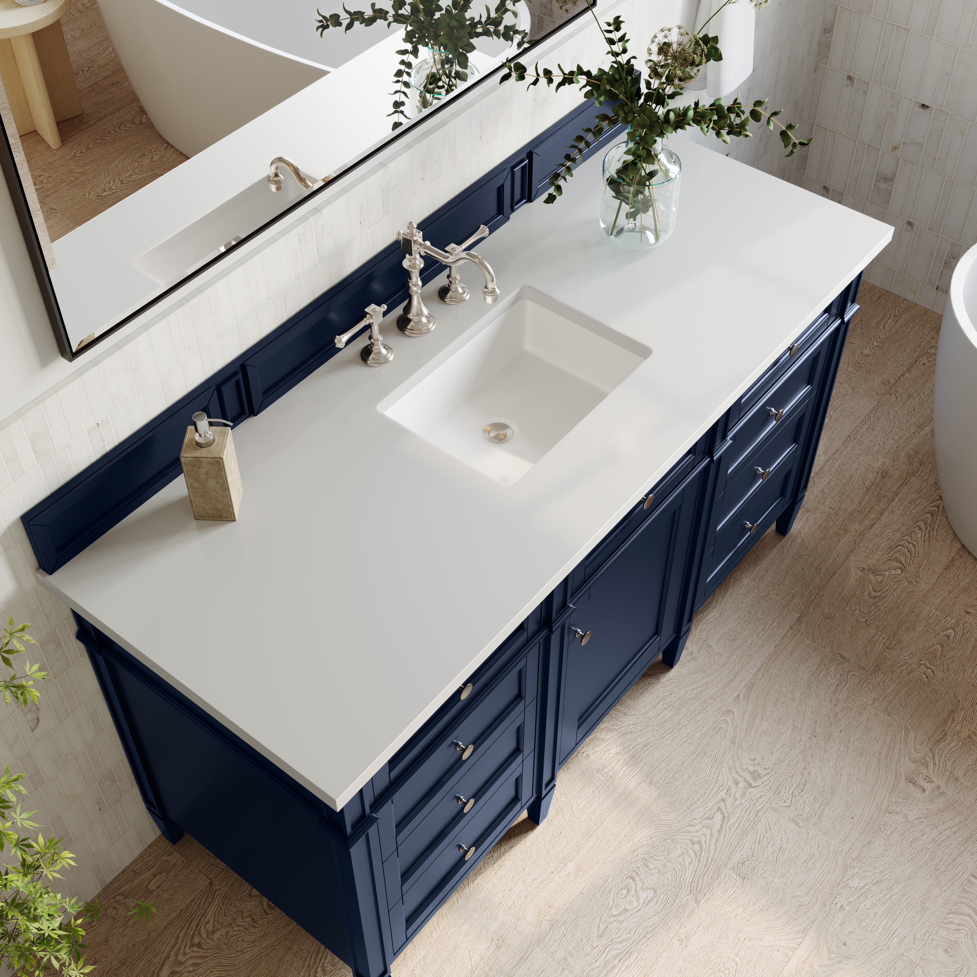 James Martin Brittany 60" Single Vanity in Victory Bleu with 3cm Countertop