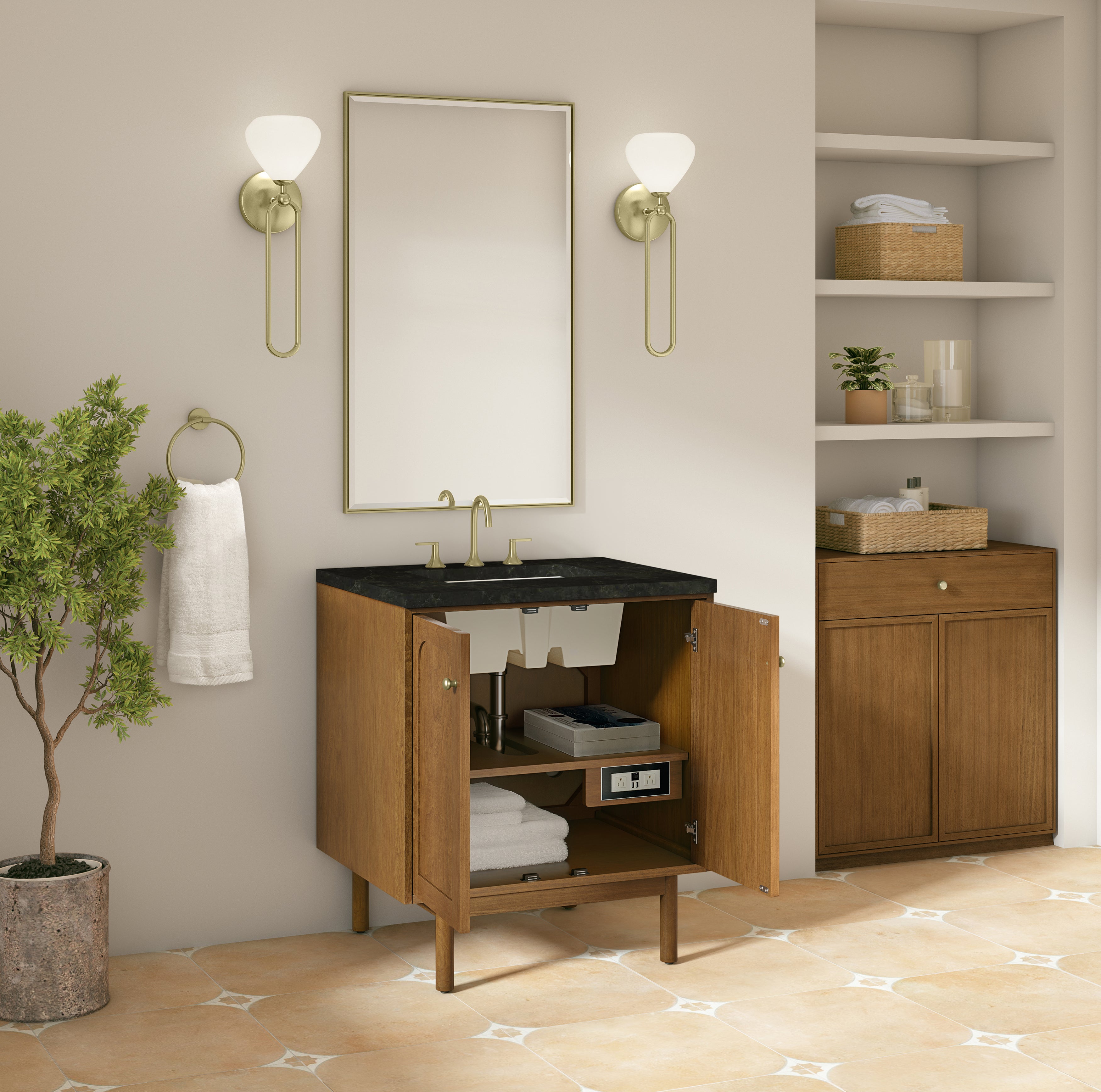 James Martin Laurent 30" Single Vanity in Honey Oak with 3cm Countertop