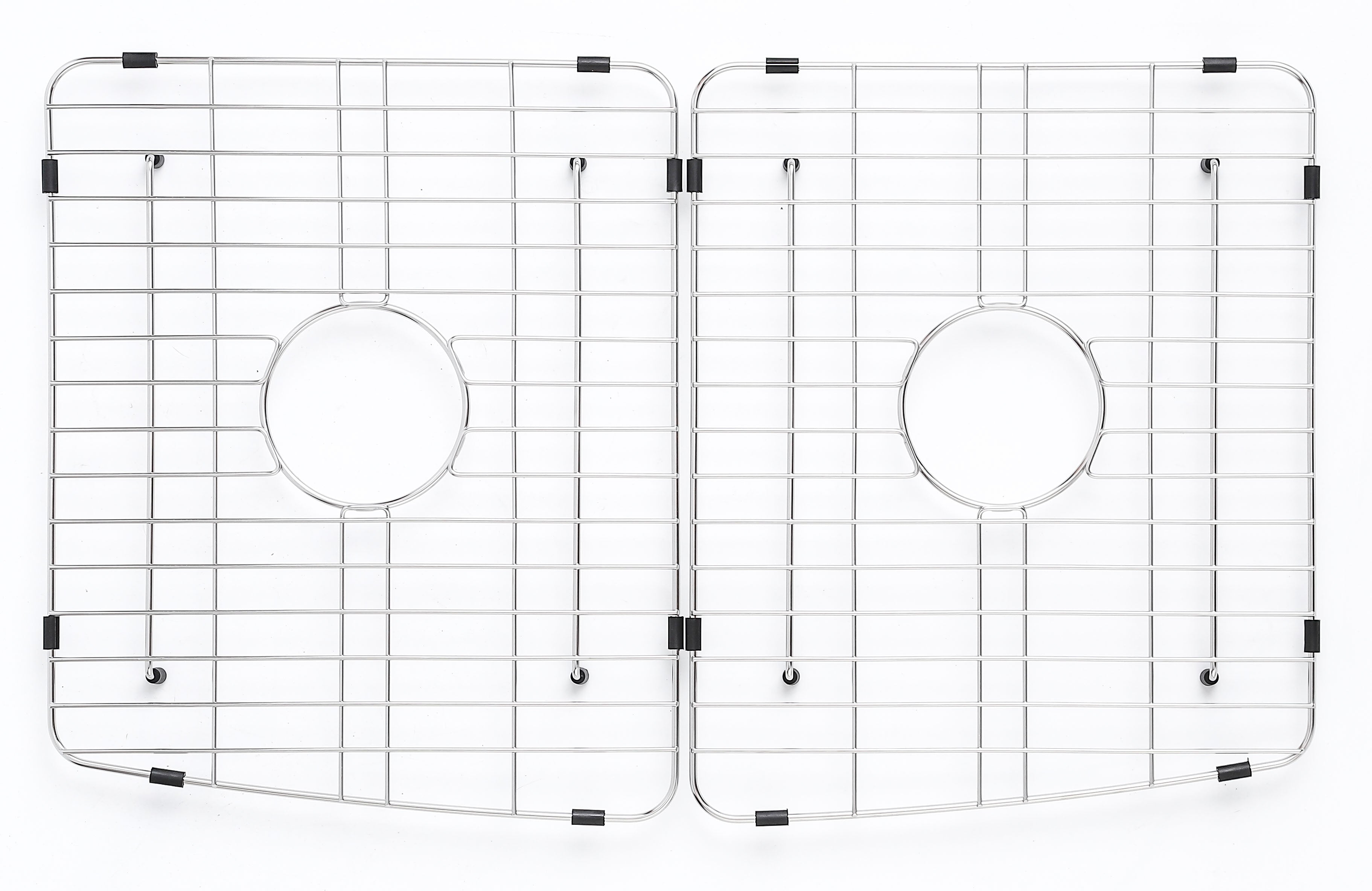 ALFI brand ABFC3320D ABFC3320D-W White Smooth Curved Apron 33" x 20" Double Bowl Fireclay Farm Sink with Grid