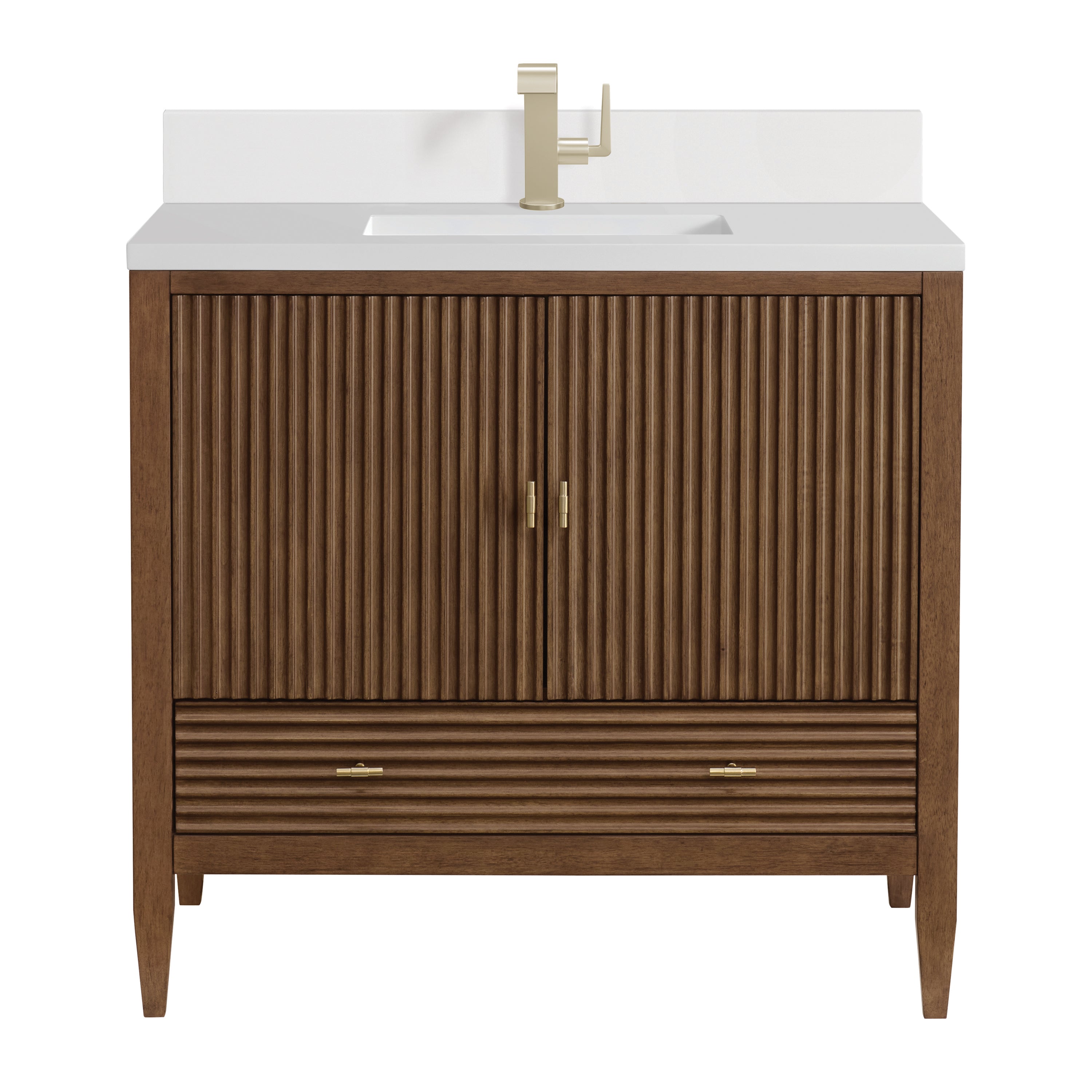 James Martin Myrrin 36" Vanity in Mid Century Walnut with 3cm Countertop