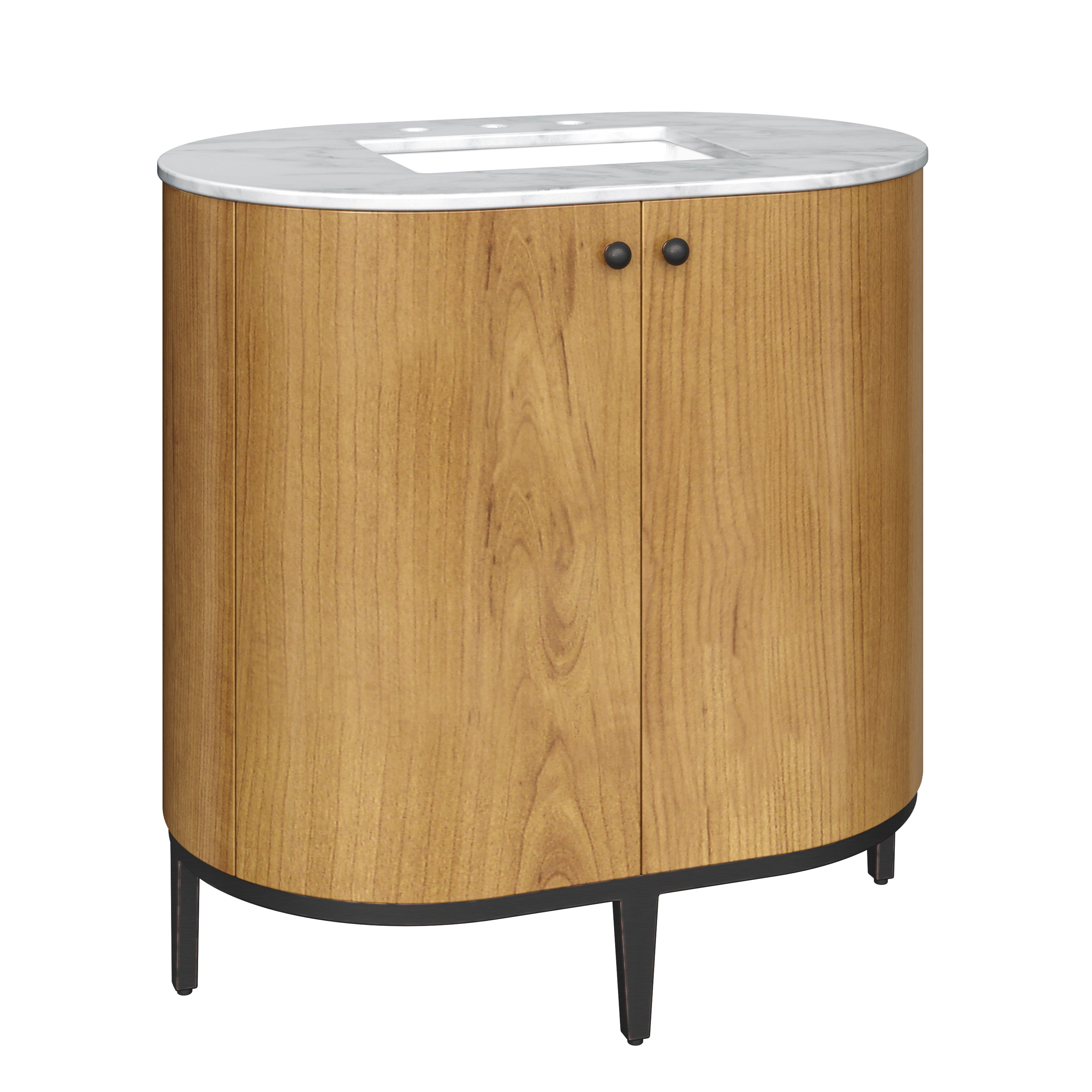 James Martin Bellamy 36" Single Vanity in Rustic Oak with Carrara Marble Top