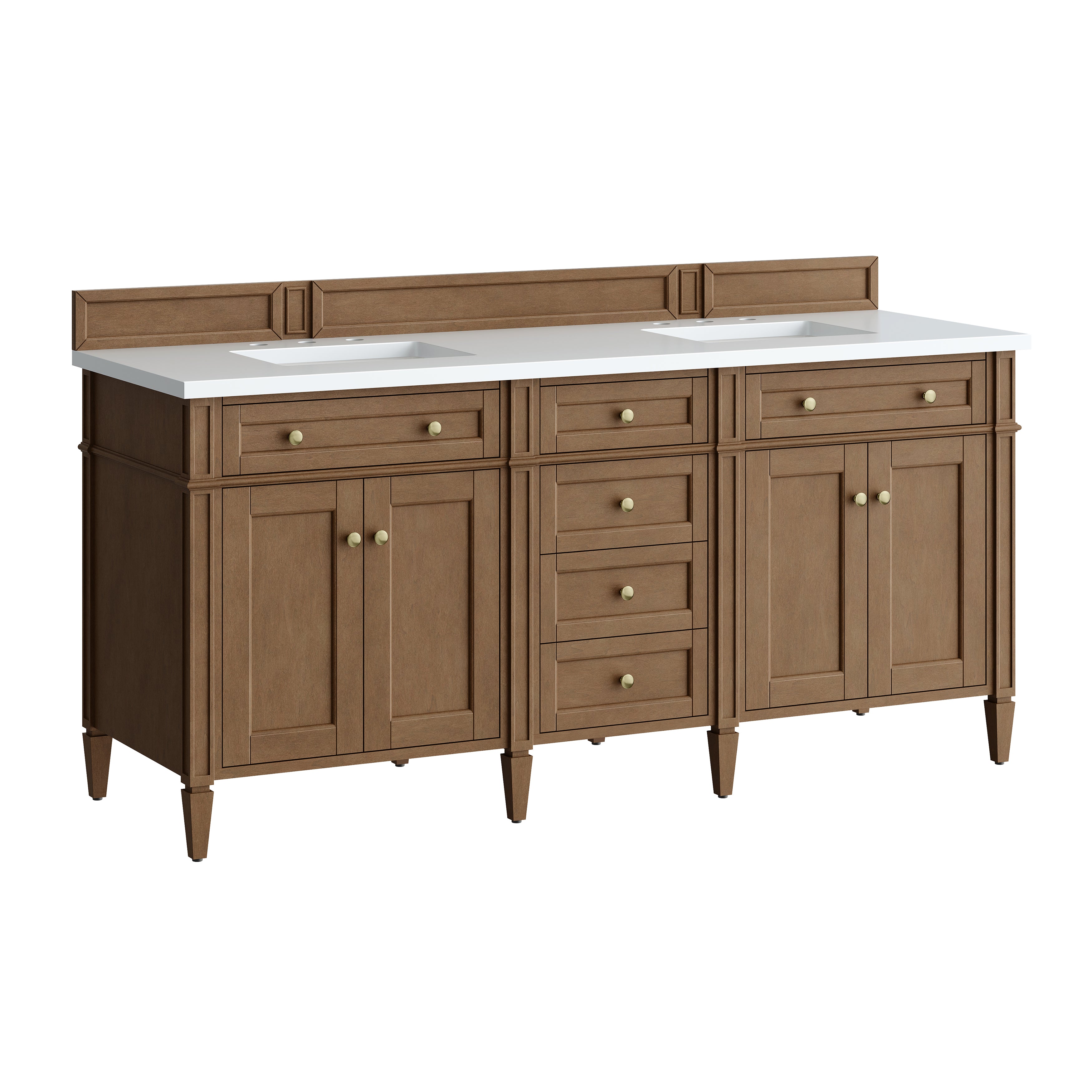 James Martin Brittany 72" Double Vanity in Pecan with 3cm Countertop