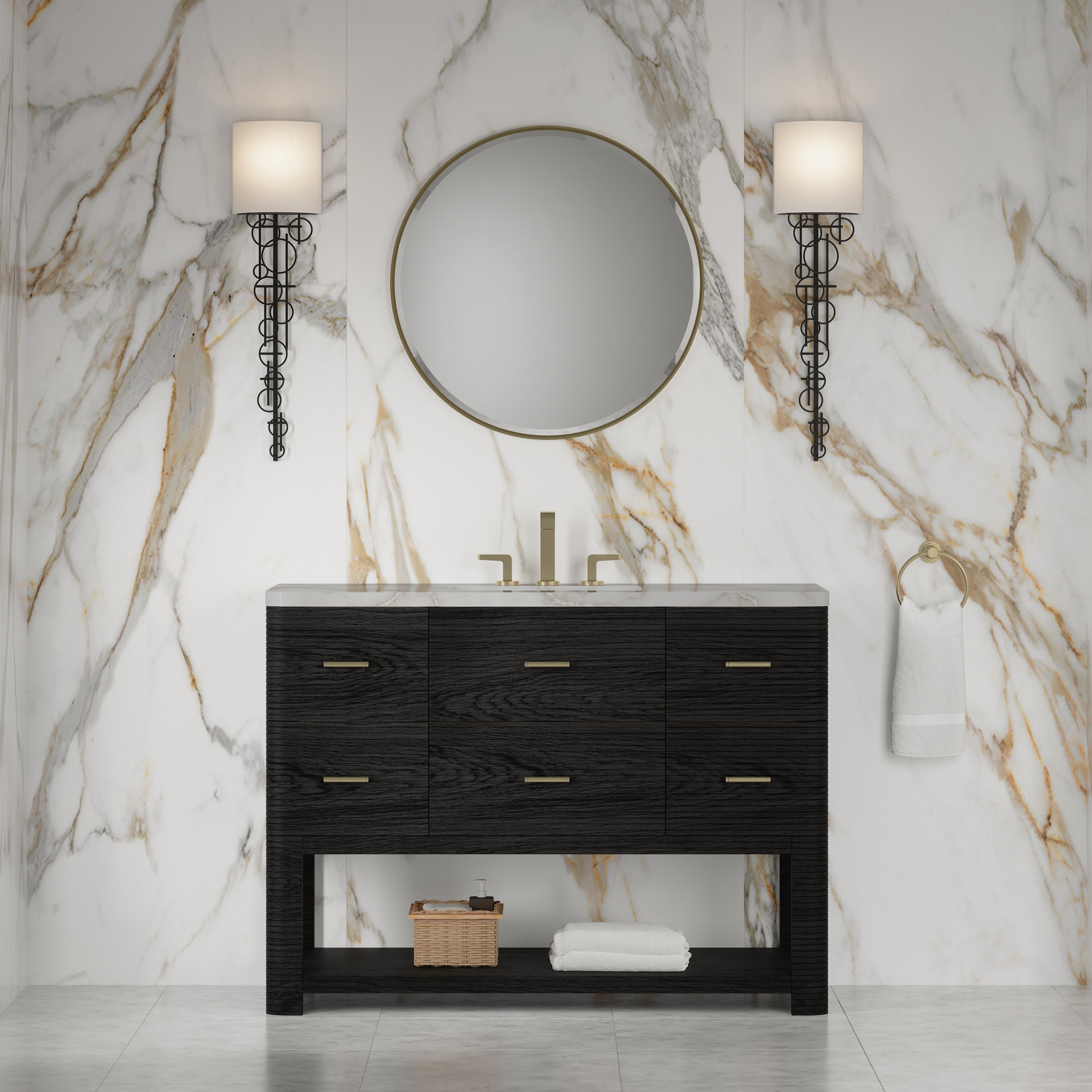 James Martin Lucian 48" Single Vanity in Carbon Oak with 3cm Countertop