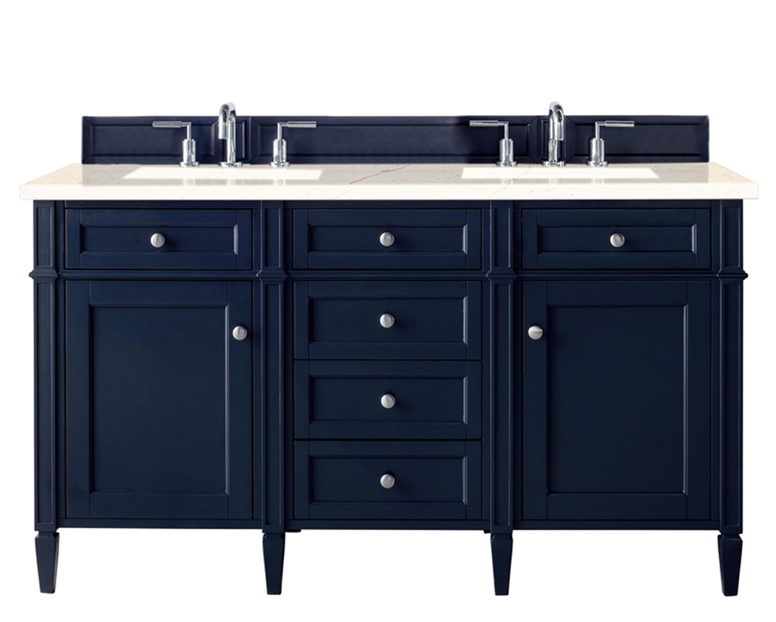 James Martin Brittany 60" Double Vanity in Victory Bleu with 3cm Countertop