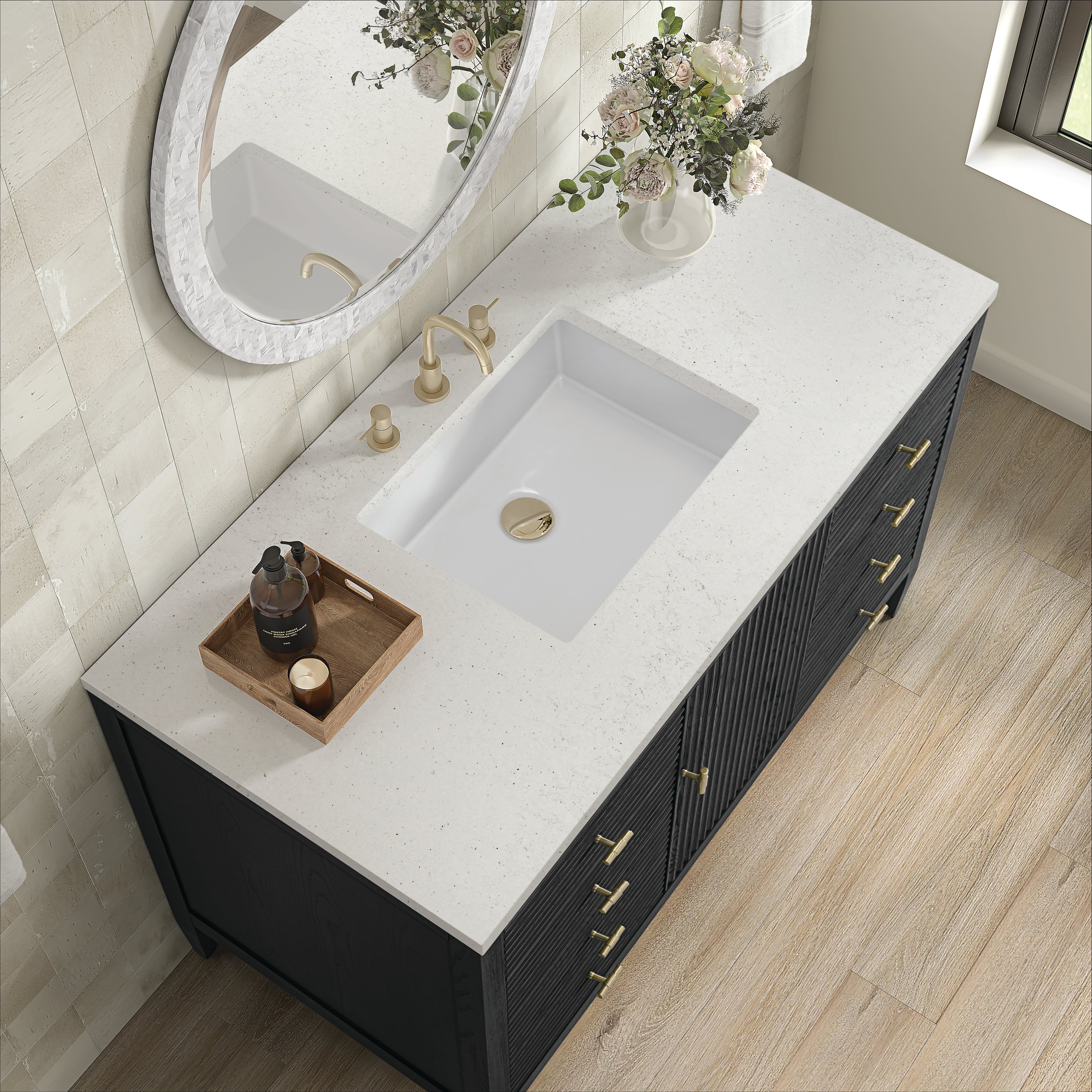 James Martin Myrrin 48" Single Vanity in Carbon Oak with 3cm Countertop