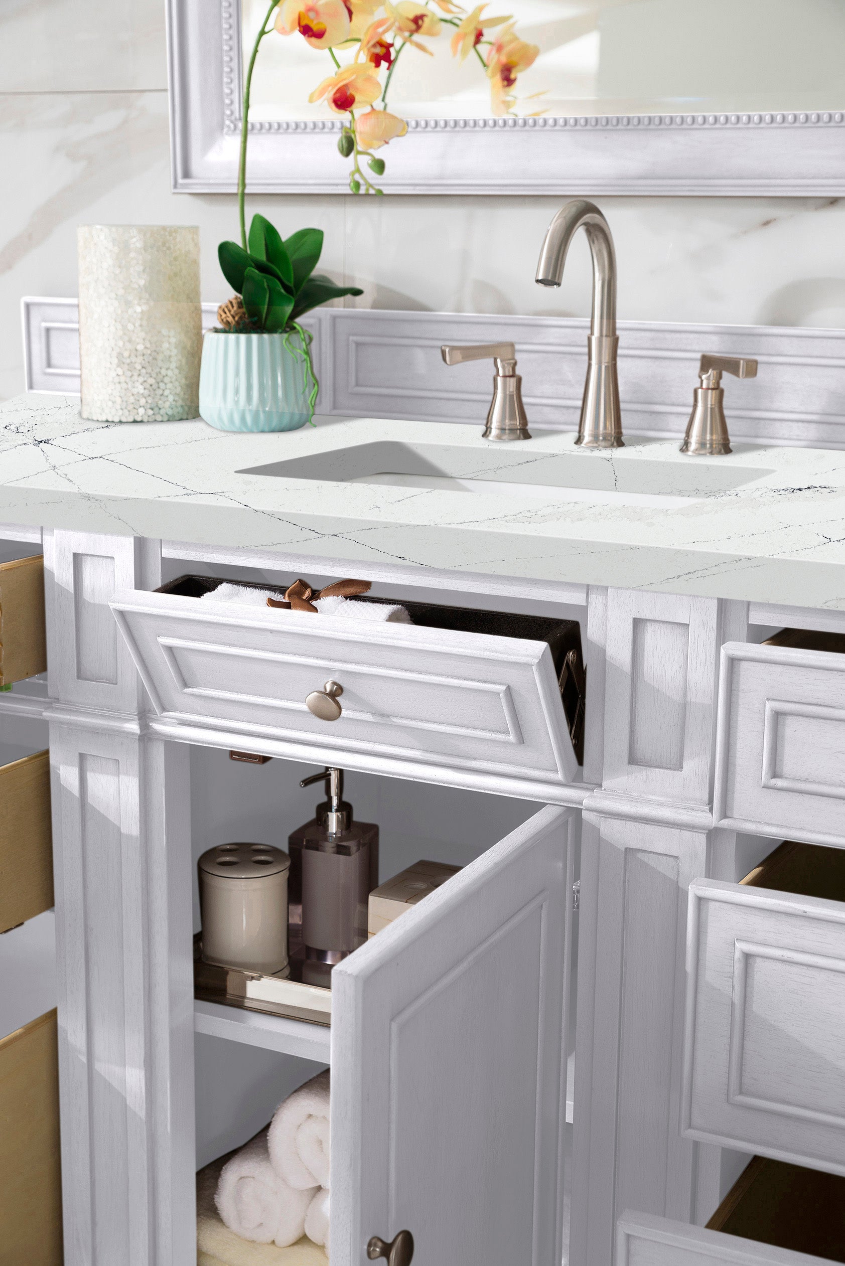 James Martin Bristol 60" Single Vanity in Bright White with 3cm Countertop