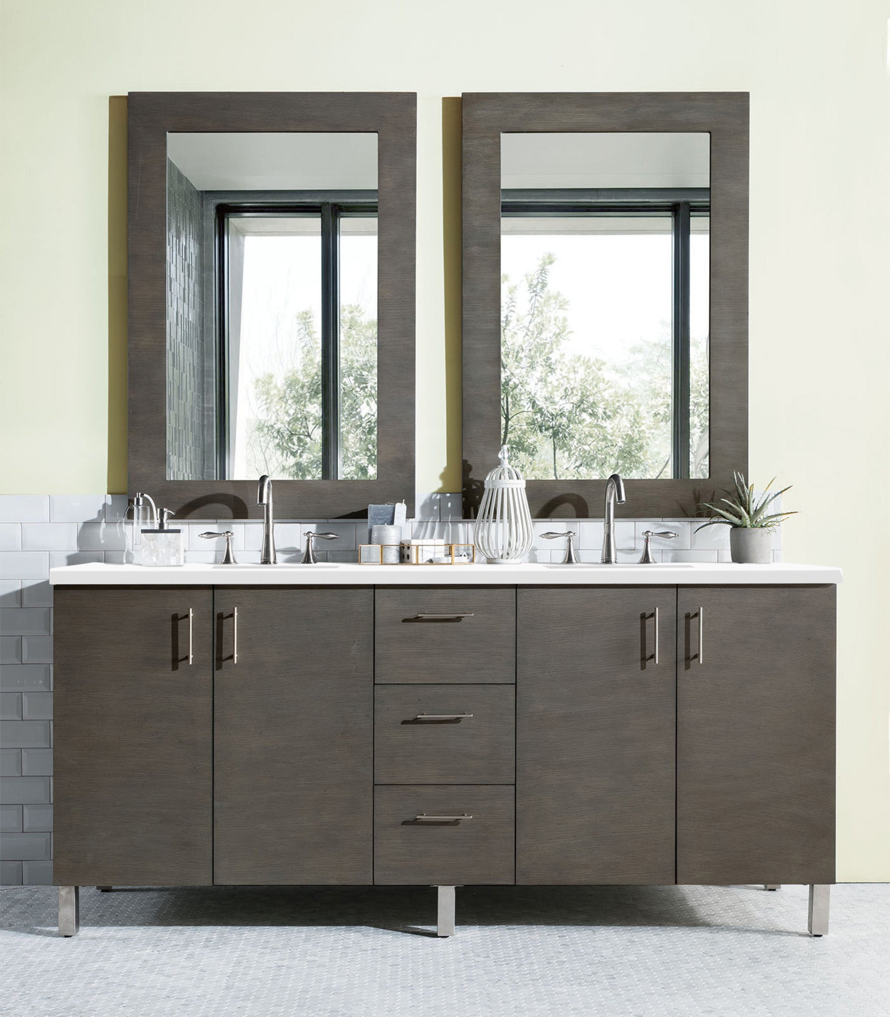 James Martin Metropolitan 72" Double Vanity in Silver Oak with 3cm Countertop