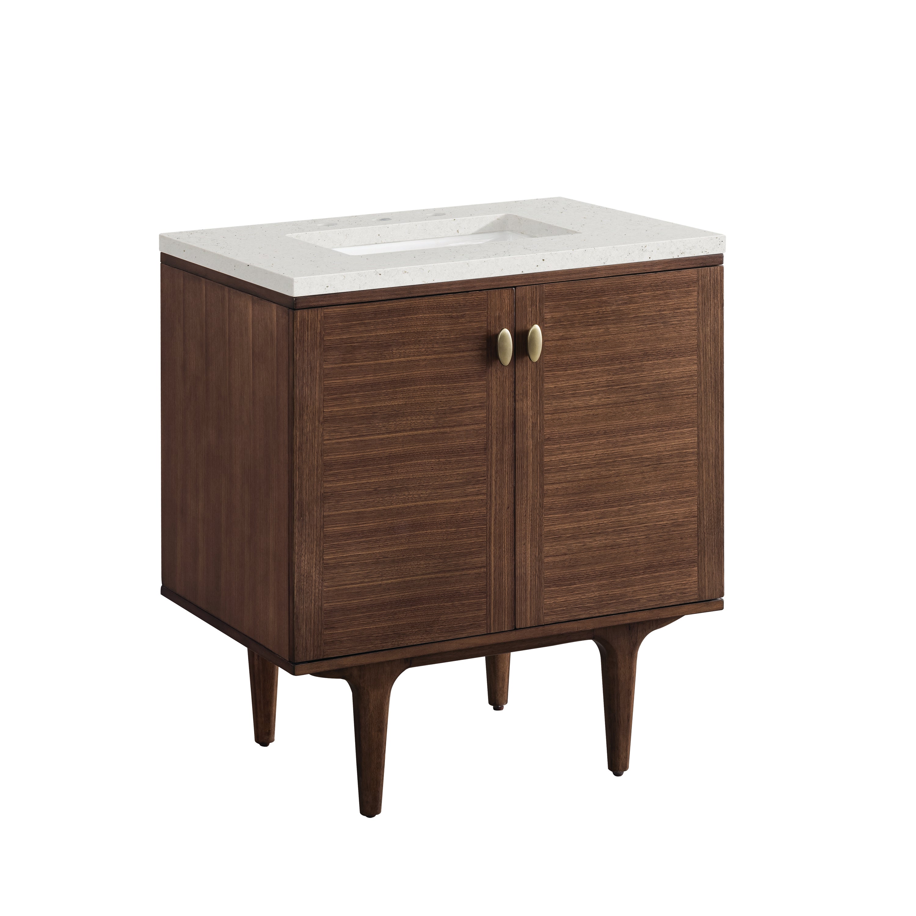 James Martin Amberly 30" Single Vanity in Mid-Century Walnut with 3cm Countertop