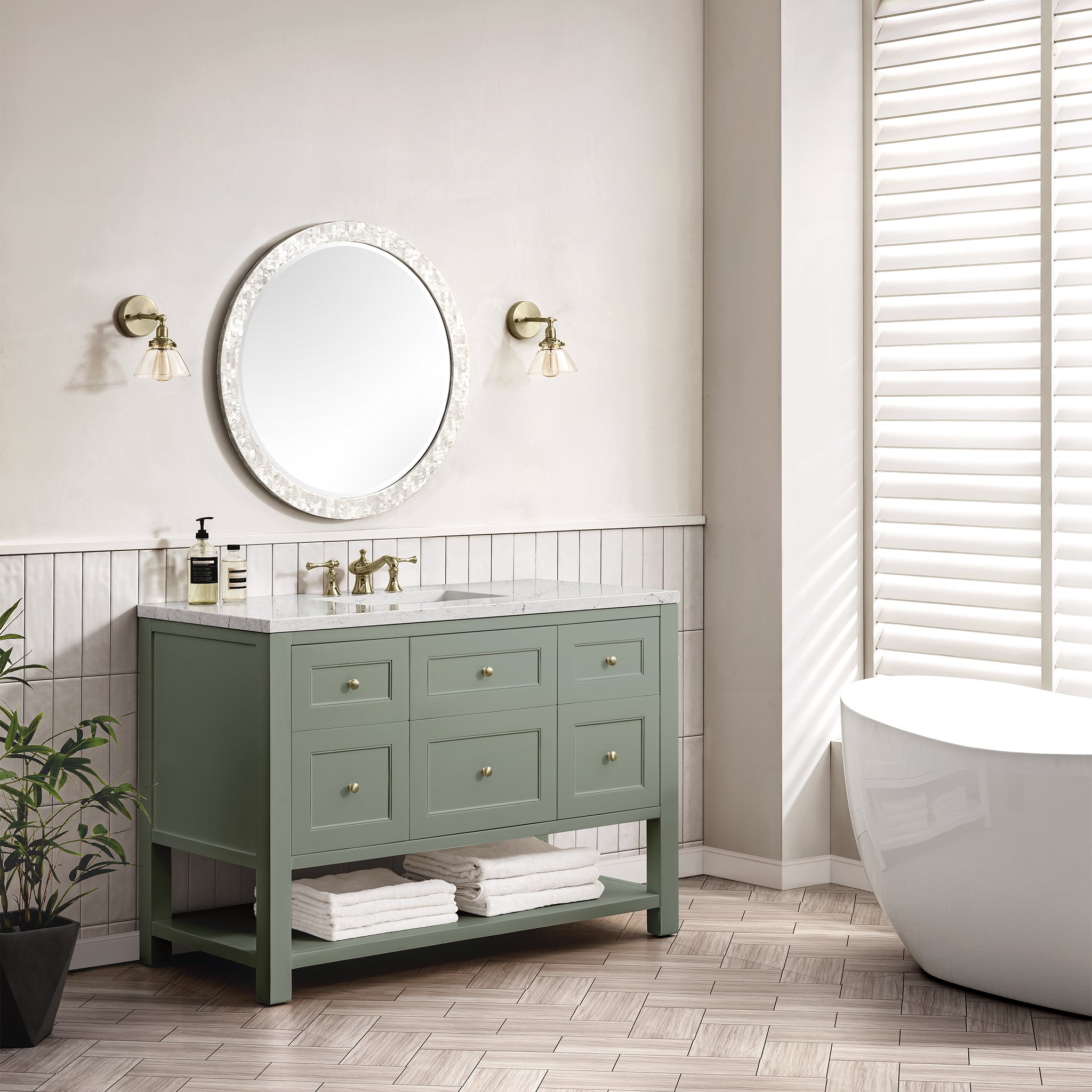 James Martin Breckenridge 48" Single Vanity in Smokey Celadon with 3cm Countertop