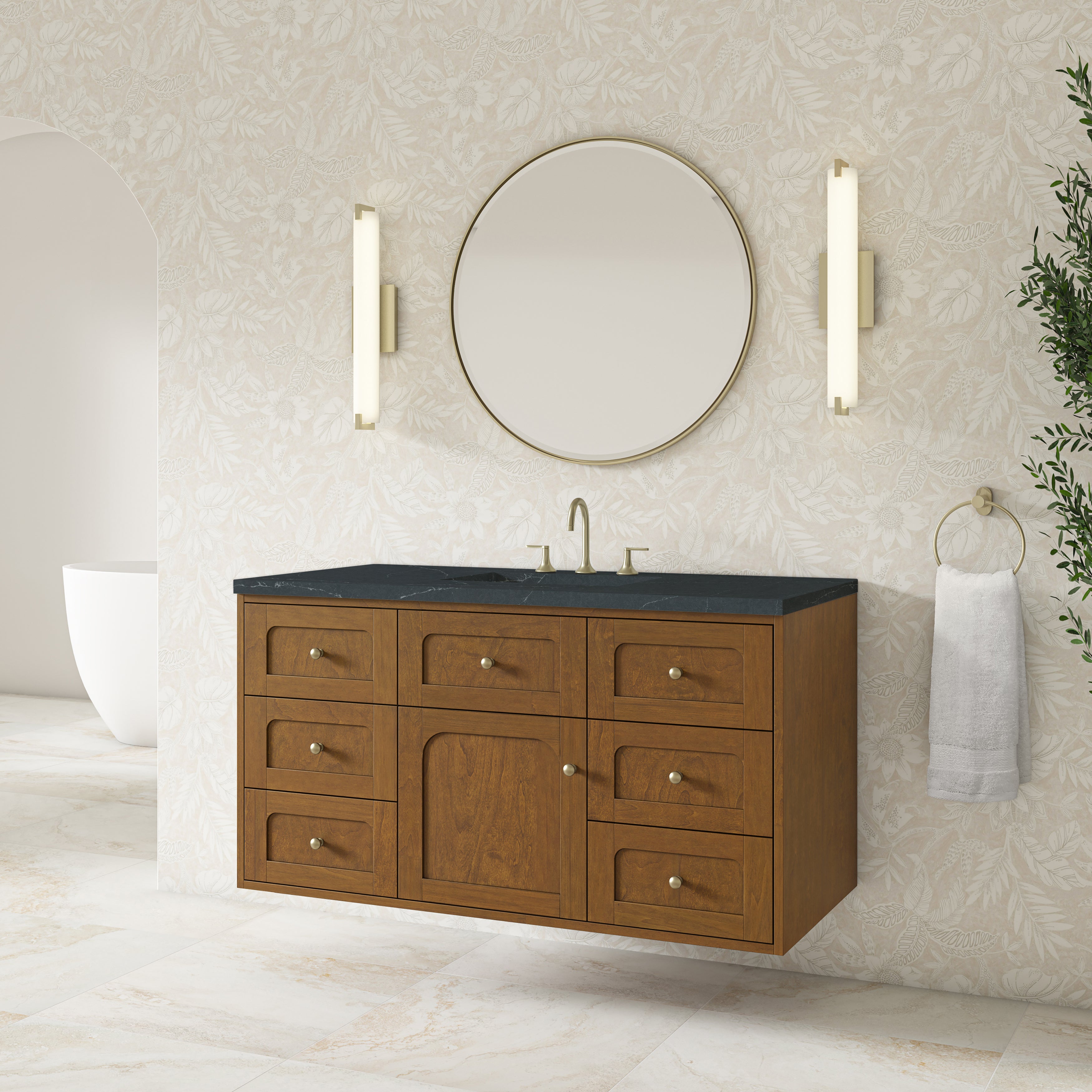 James Martin Laurent 48" Single Vanity in Honey Oak with 3cm Countertop