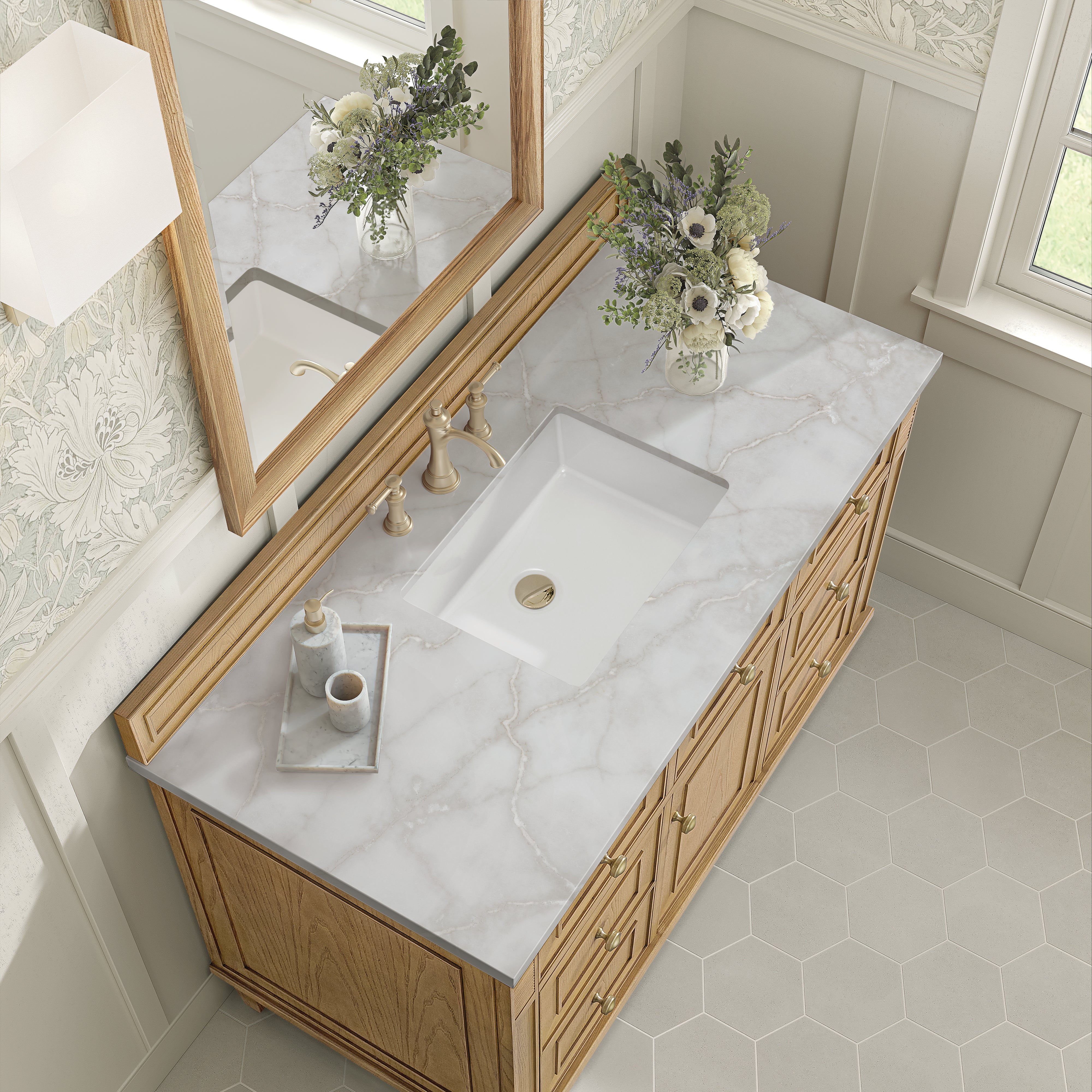 James Martin Lorelai 48" Single Vanity in Light Natural Oak with 3cm Countertop