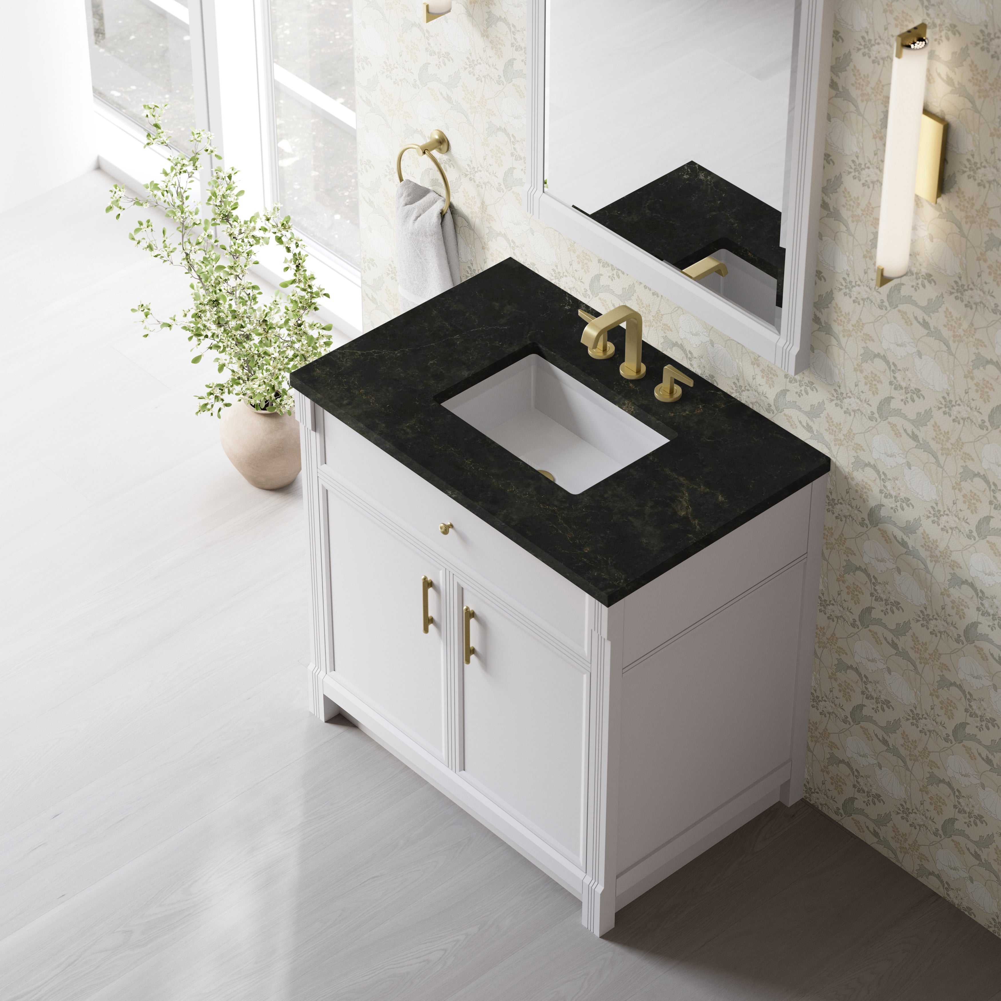 James Martin Bellshire 36" Single Vanity in Bright White with 3cm Countertop