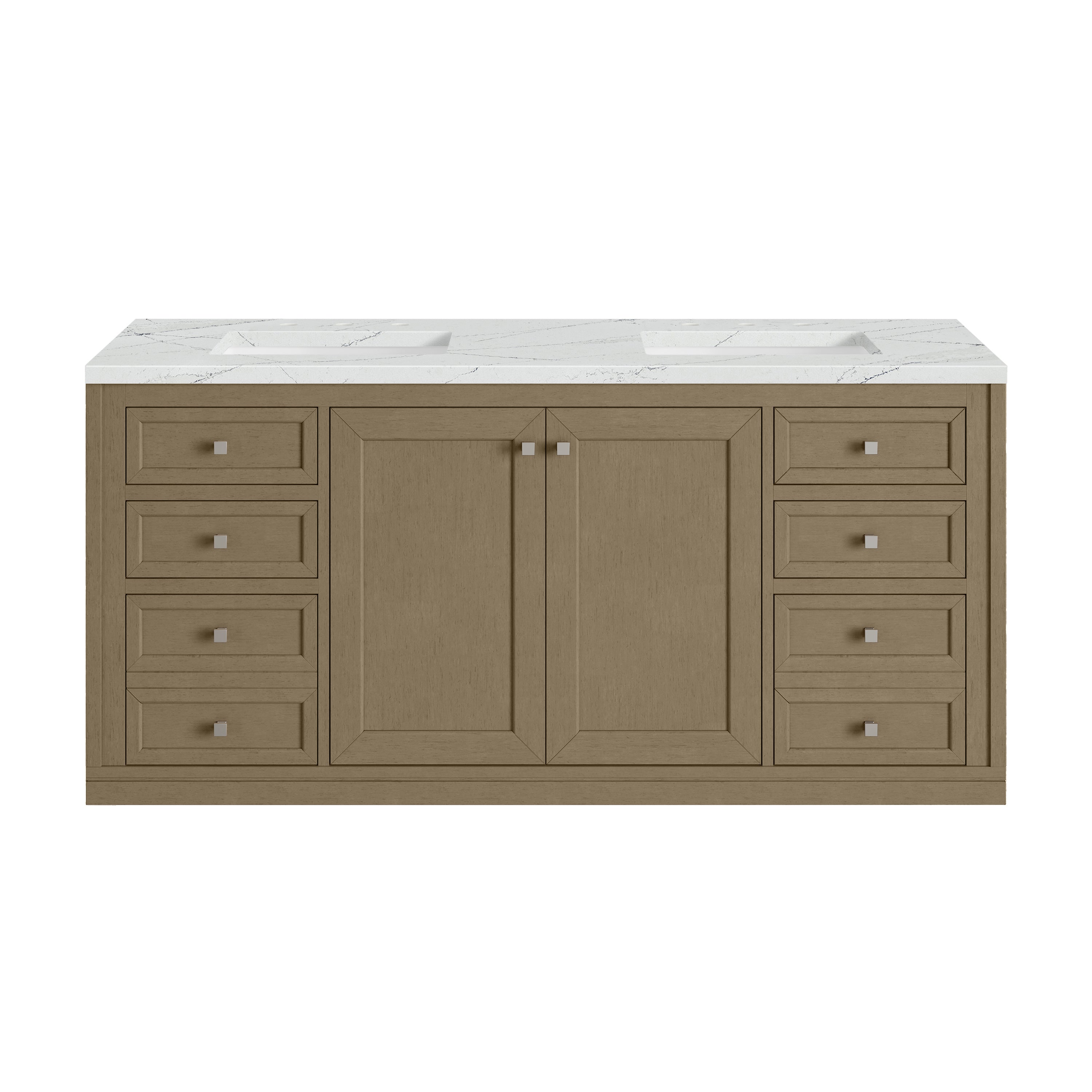 James Martin Chicago 60" Double Vanity in Walnut Whisper with 3cm Countertop