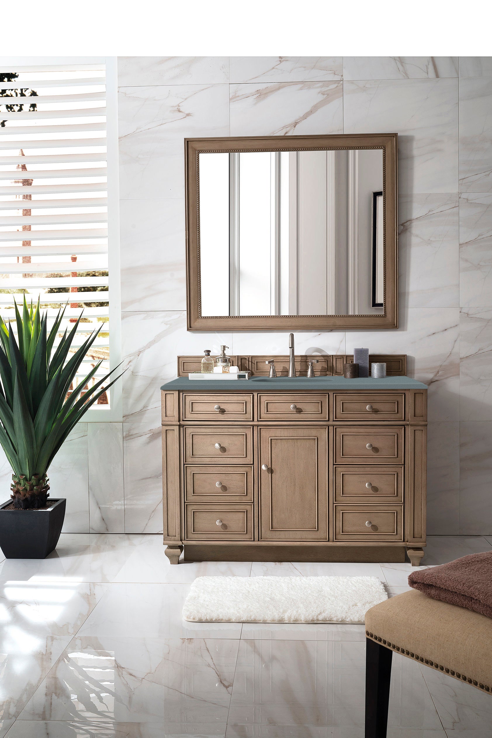 James Martin Bristol 48" Single Vanity in Whitewashed Walnut with 3cm Countertop
