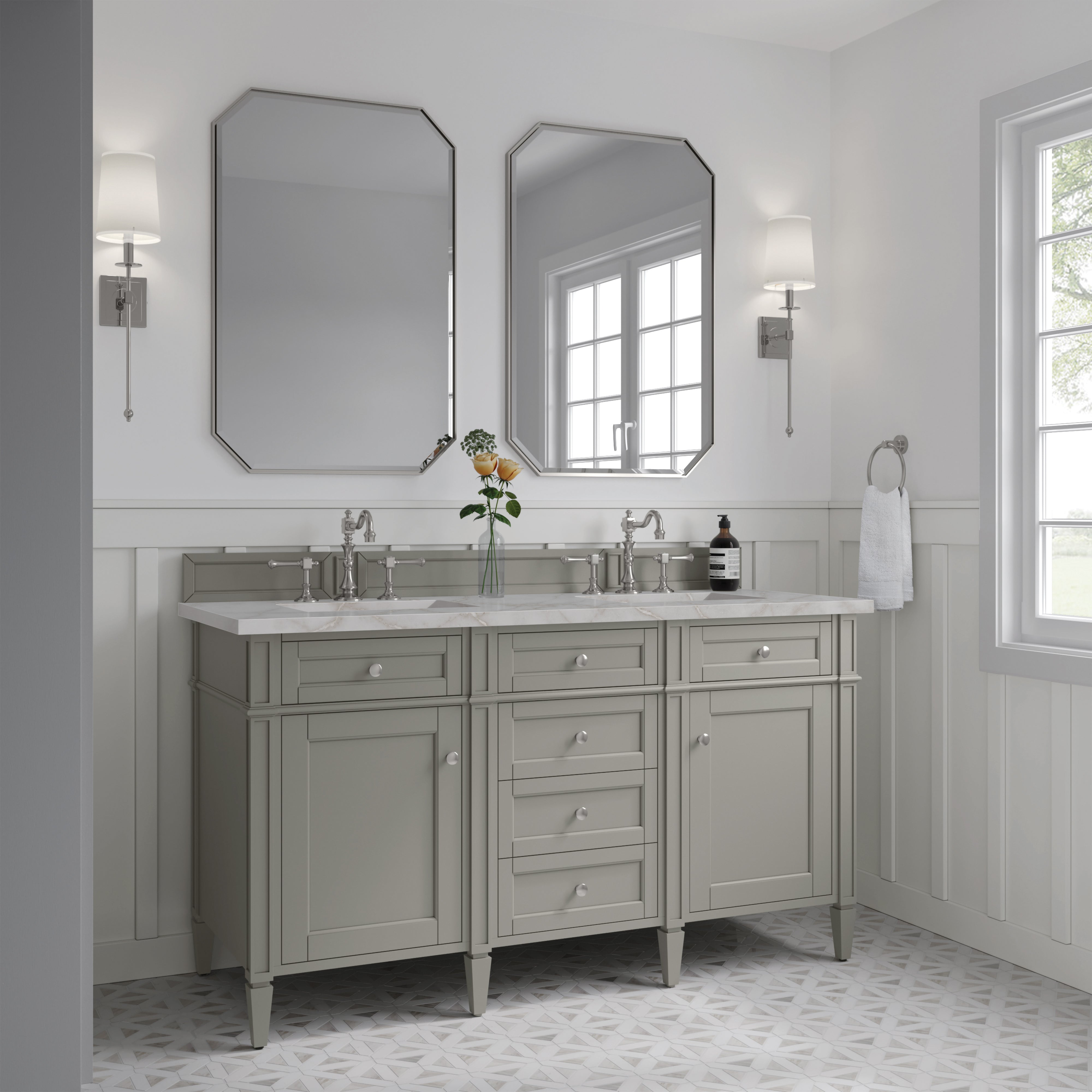 James Martin Brittany 60" Double Vanity in Urban Gray with 3cm Countertop