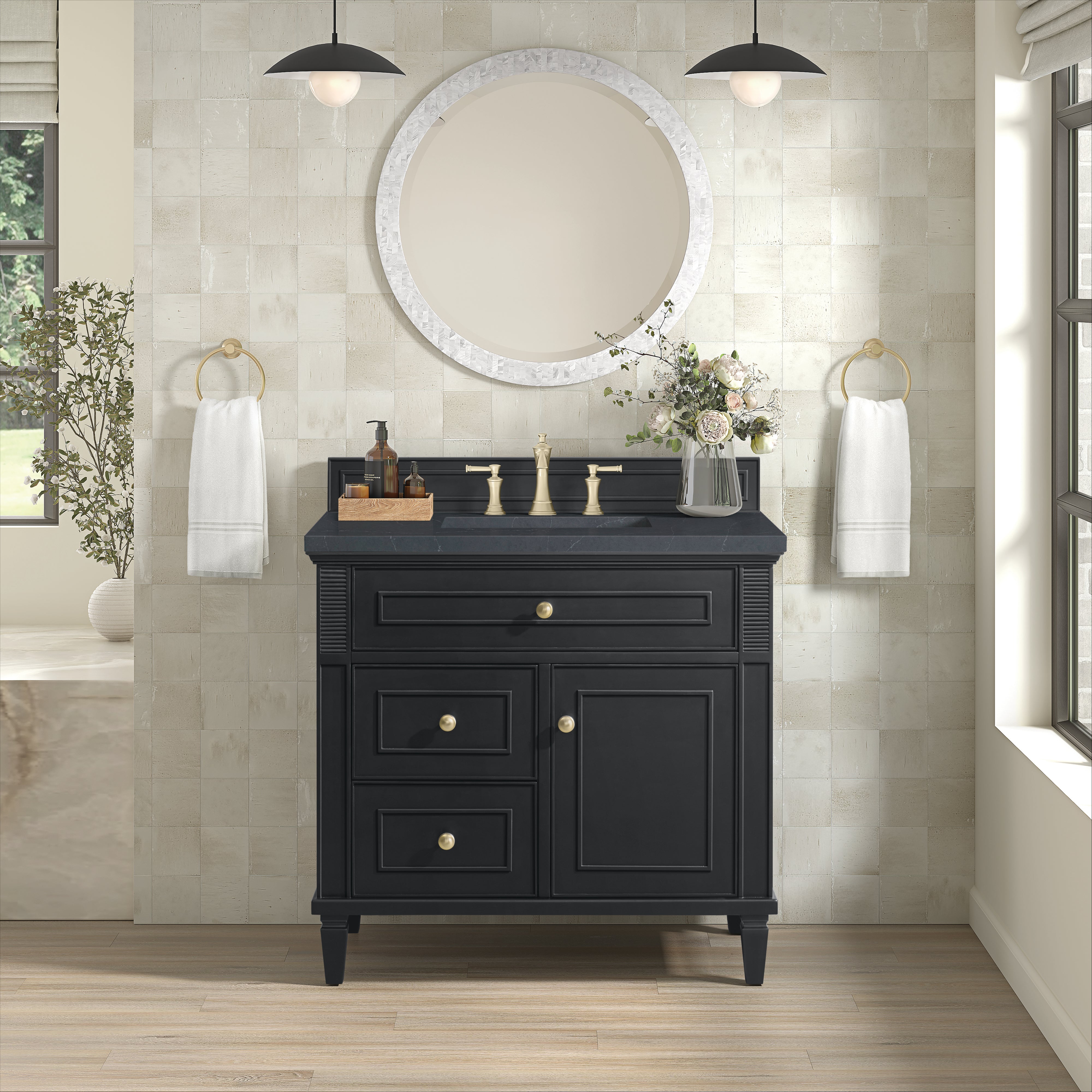 James Martin Lorelai 36" Single Vanity in Black Onyx with 3cm Countertop