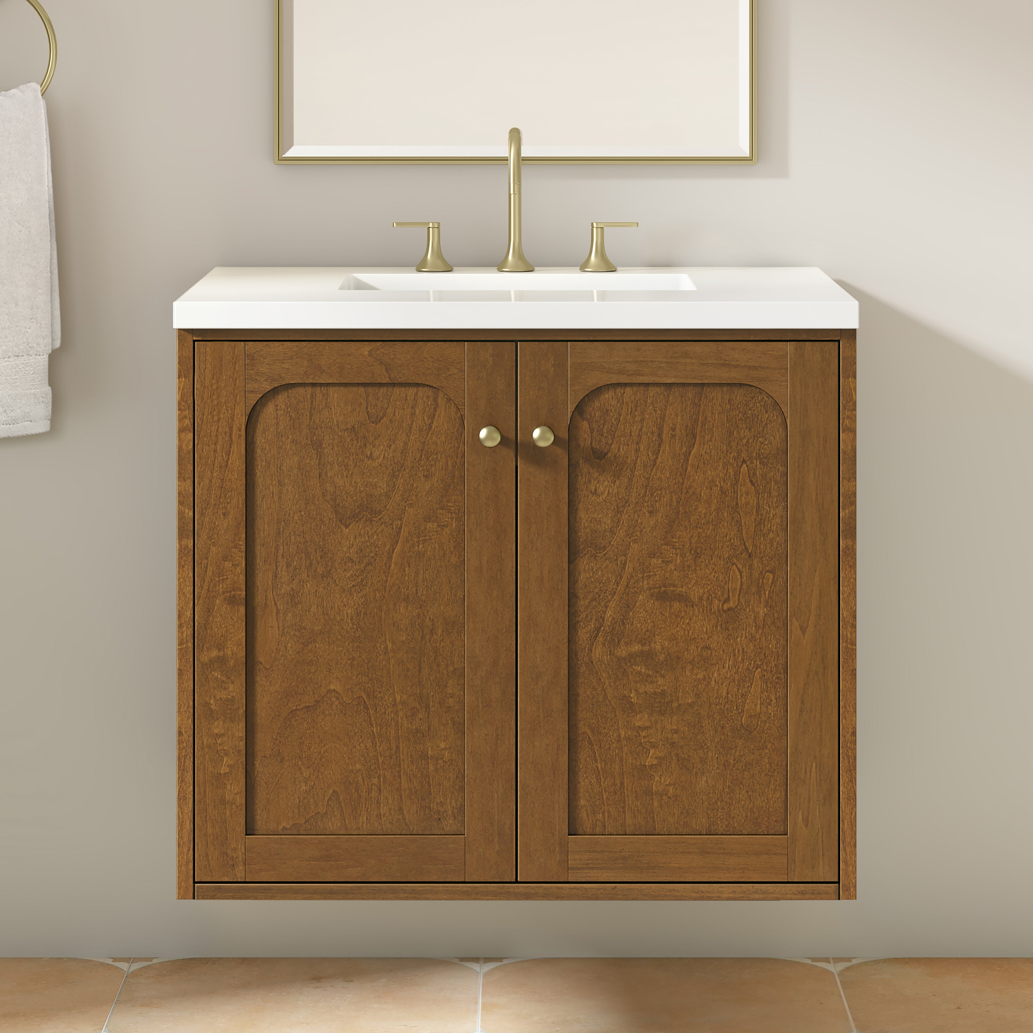 James Martin Laurent 30" Single Vanity in Honey Oak with 3cm Countertop