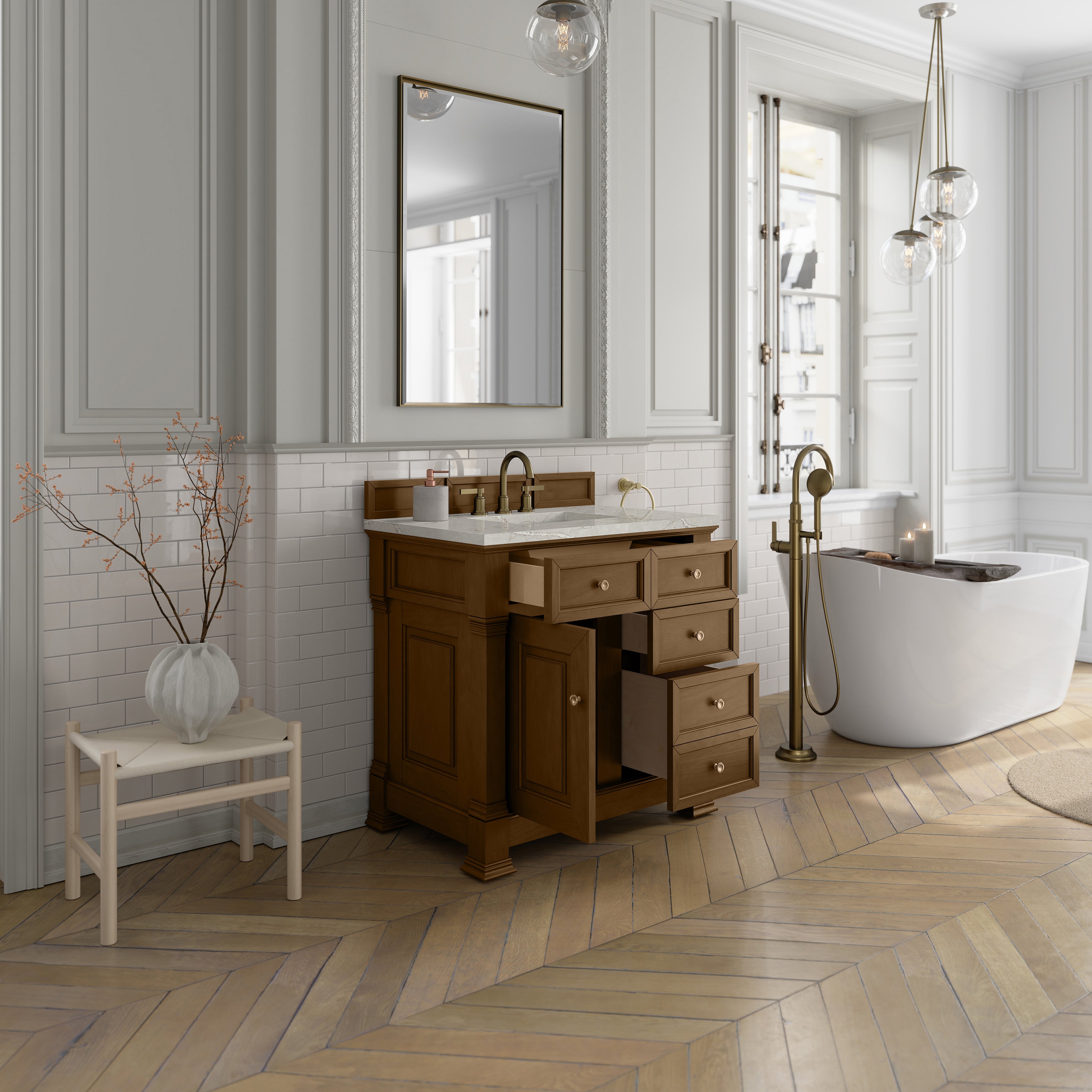 James Martin Brookfield 36" Single Vanity in Honey Oak with 3cm Countertop