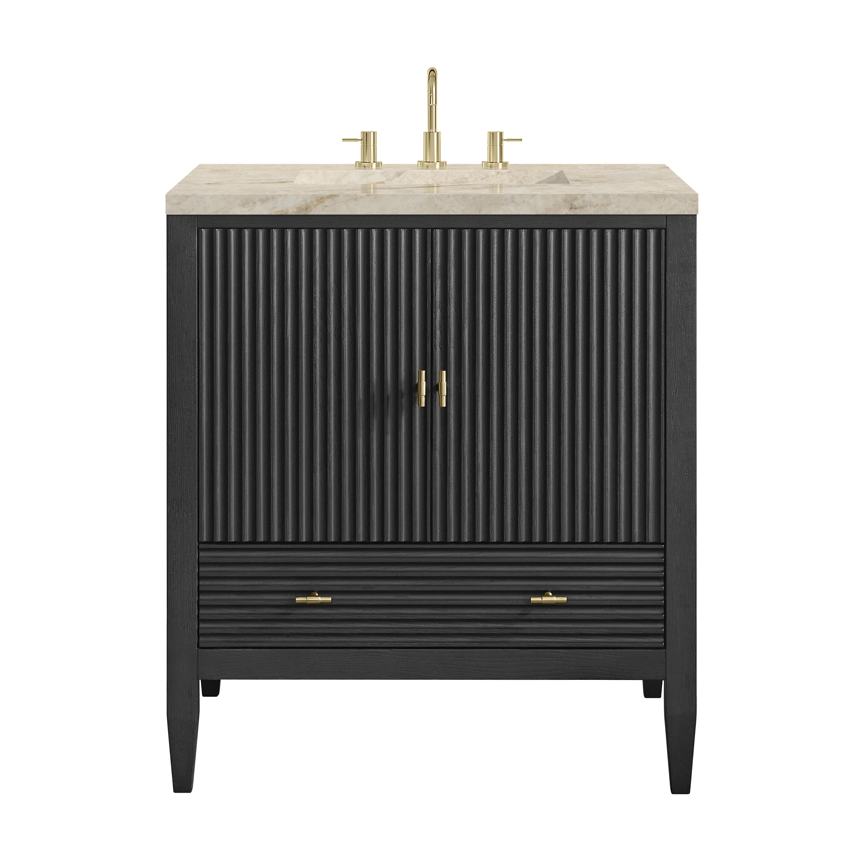 James Martin Myrrin 30" Single Vanity in Carbon Oak with 3cm Countertop