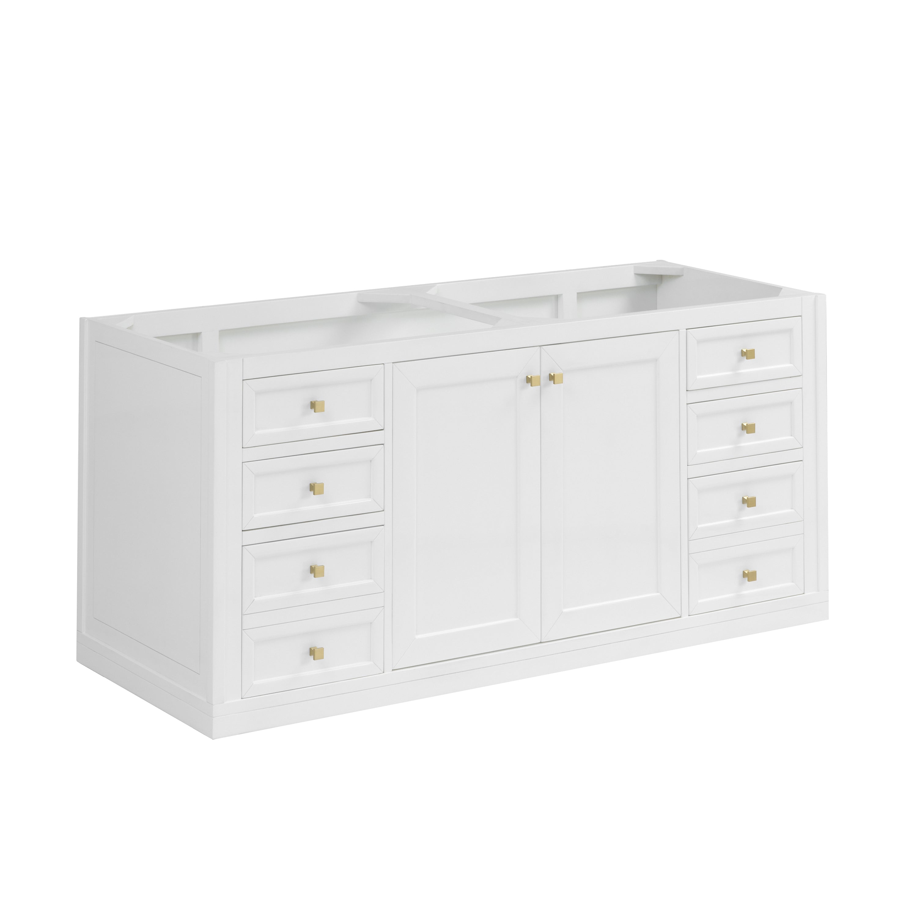 James Martin Chicago 60" Double Vanity in Glossy White with 3cm Countertop and FreePower Wireless Charger