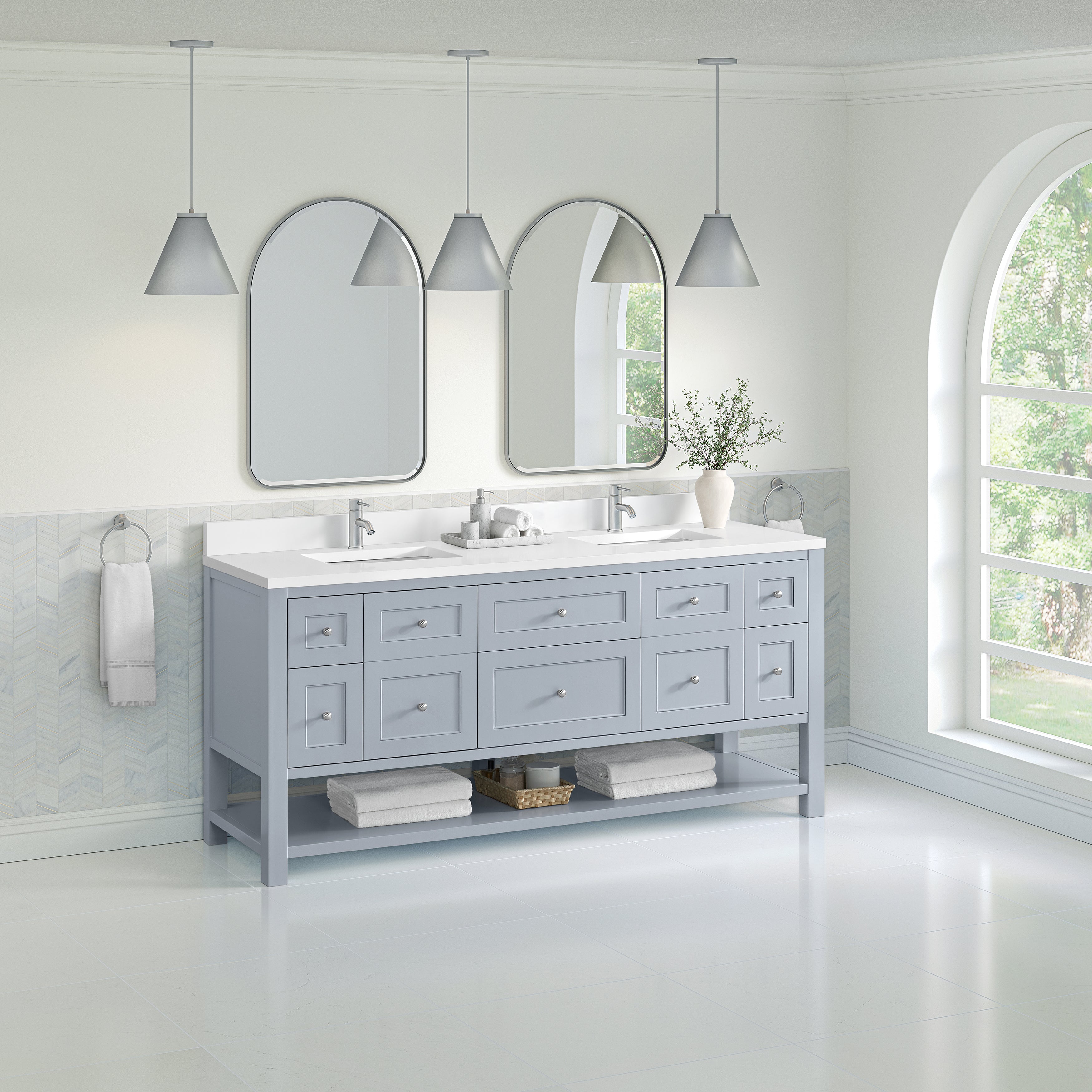 James Martin Breckenridge 72" Double Vanity in Serenity Blue with 3cm Countertop