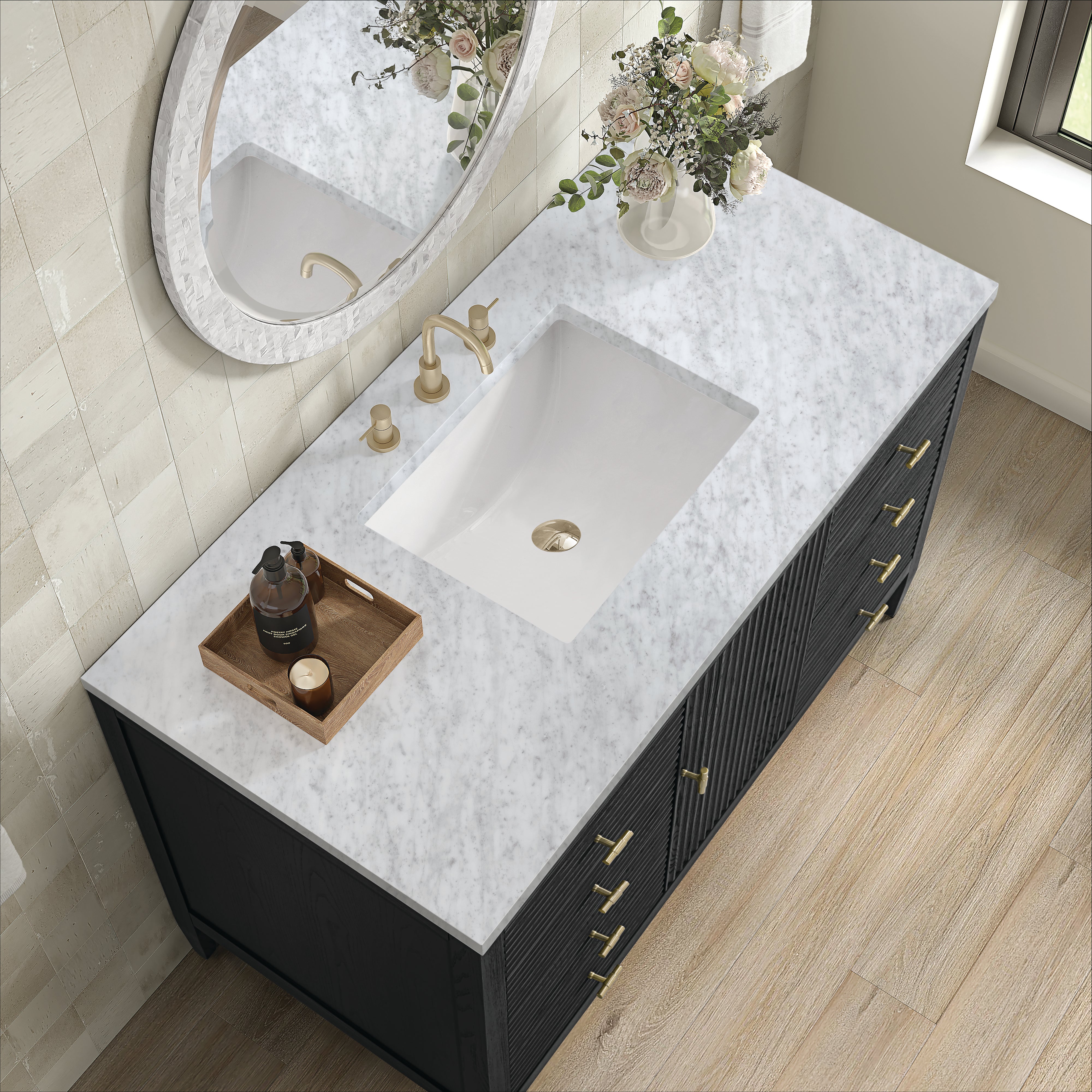 James Martin Myrrin 48" Single Vanity in Carbon Oak with 3cm Countertop