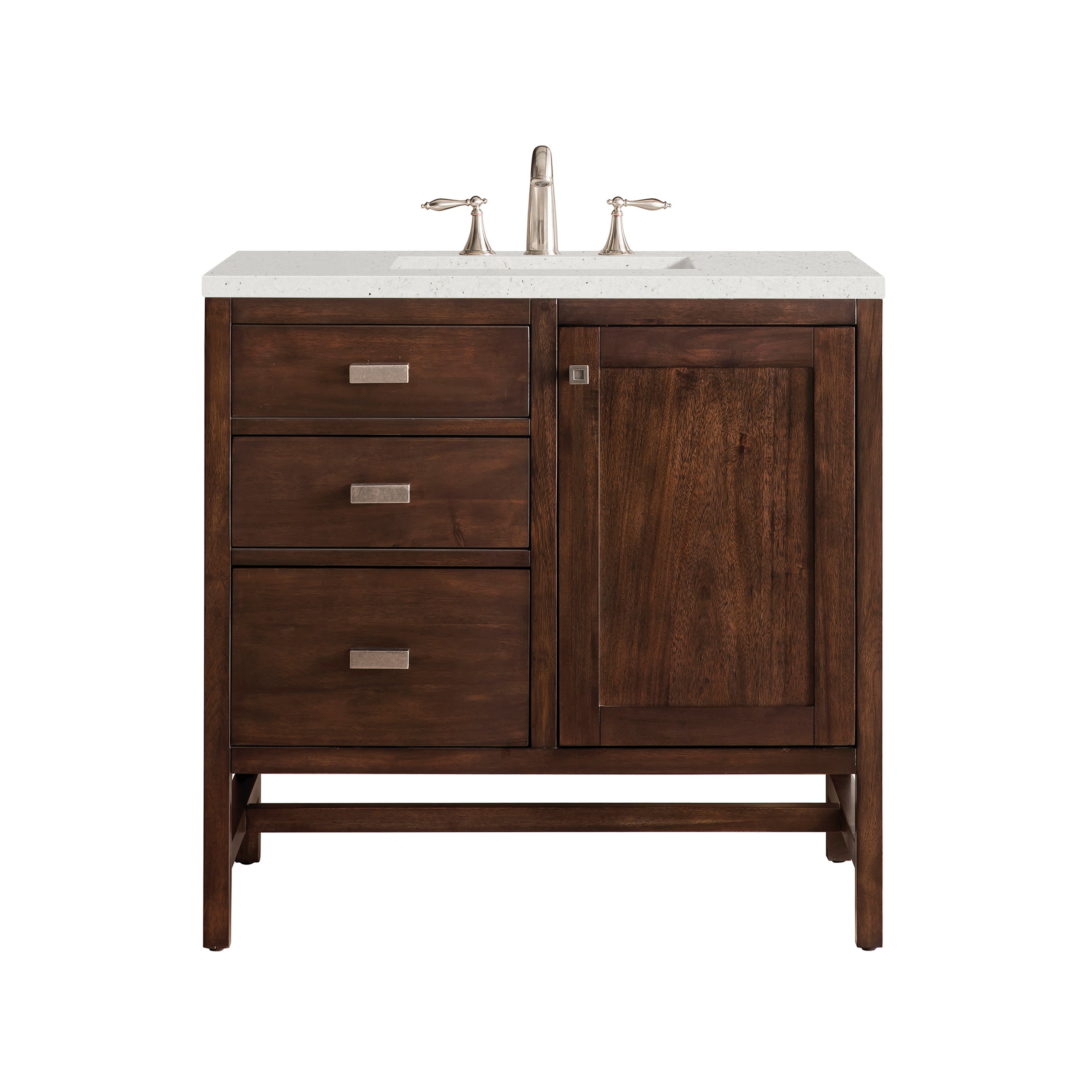 James Martin Addison 36" Single Vanity in Mid-Century Acacia with 3cm Countertop