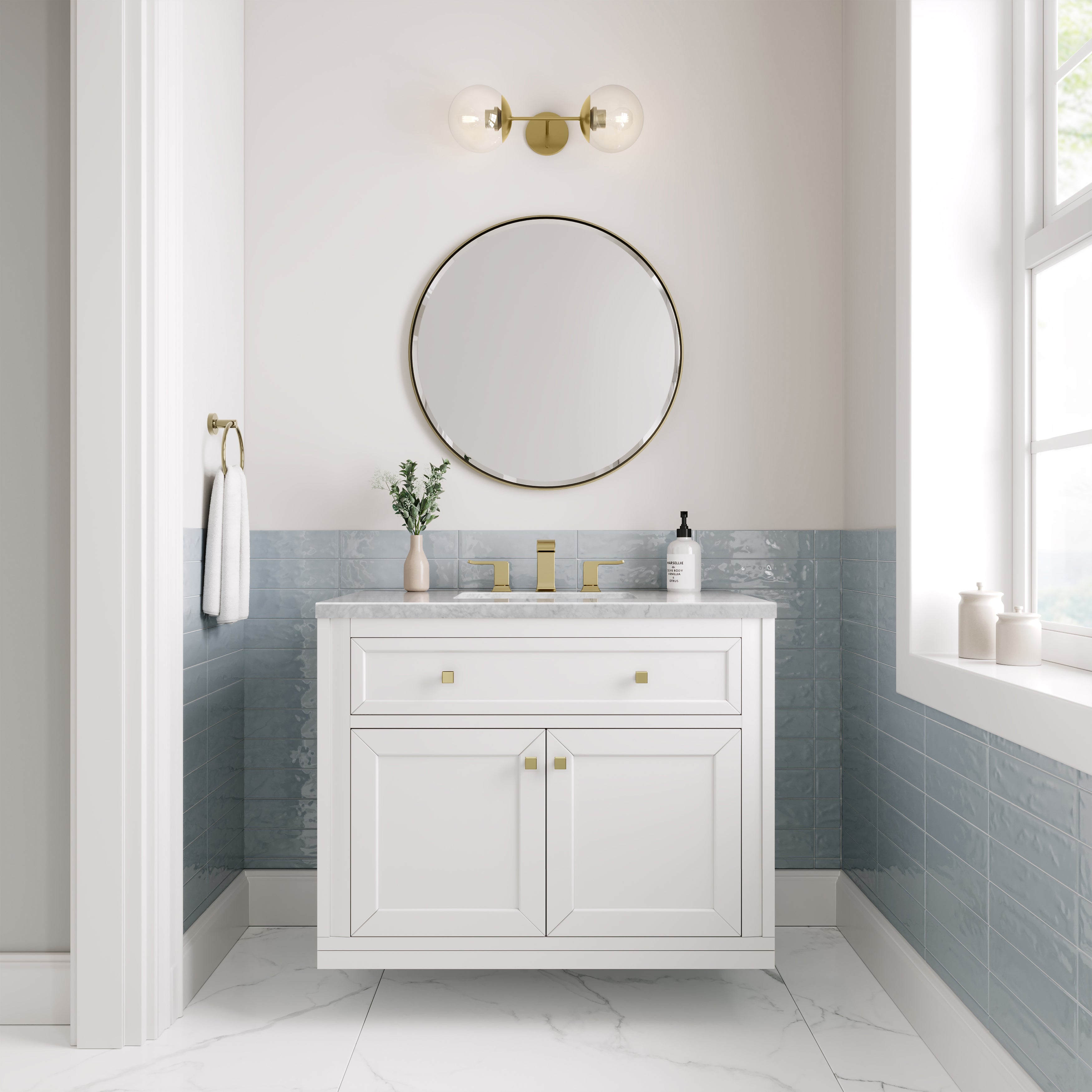 James Martin Chicago 36" Single Vanity in Glossy White with 3cm Countertop